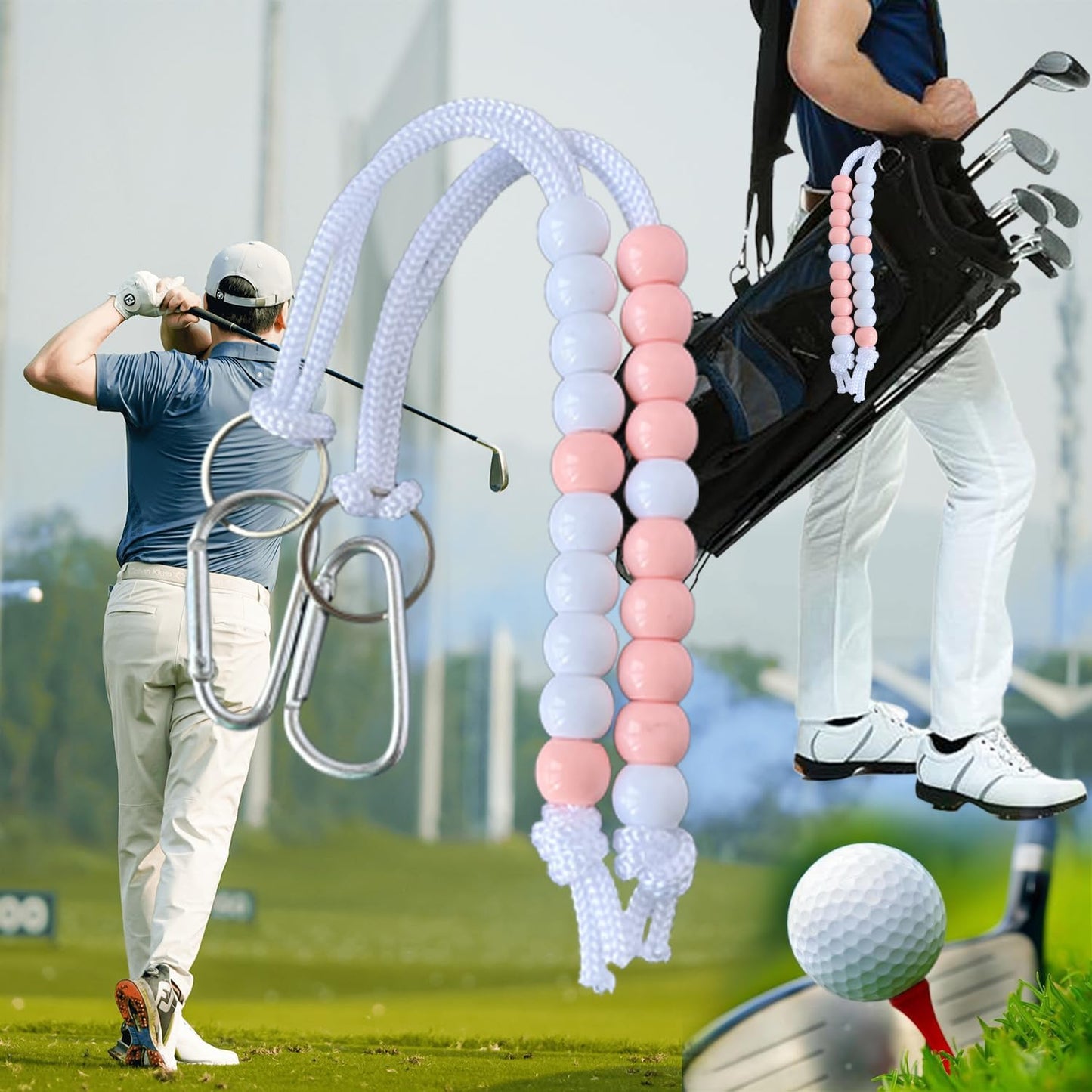 Golf Stroke Counter, 4 Pack Golf Beads Score Counter with Clip for Referee Caddy Golfer