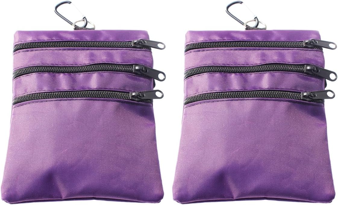 Golf valuables Pouch, Zipper Golf Ball Bag with 4 Pockets, Golf Accessories Pouch for Storing Balls,tees,Mobile Phone,Keys, Cards and Cash, Great Gift for Golfers