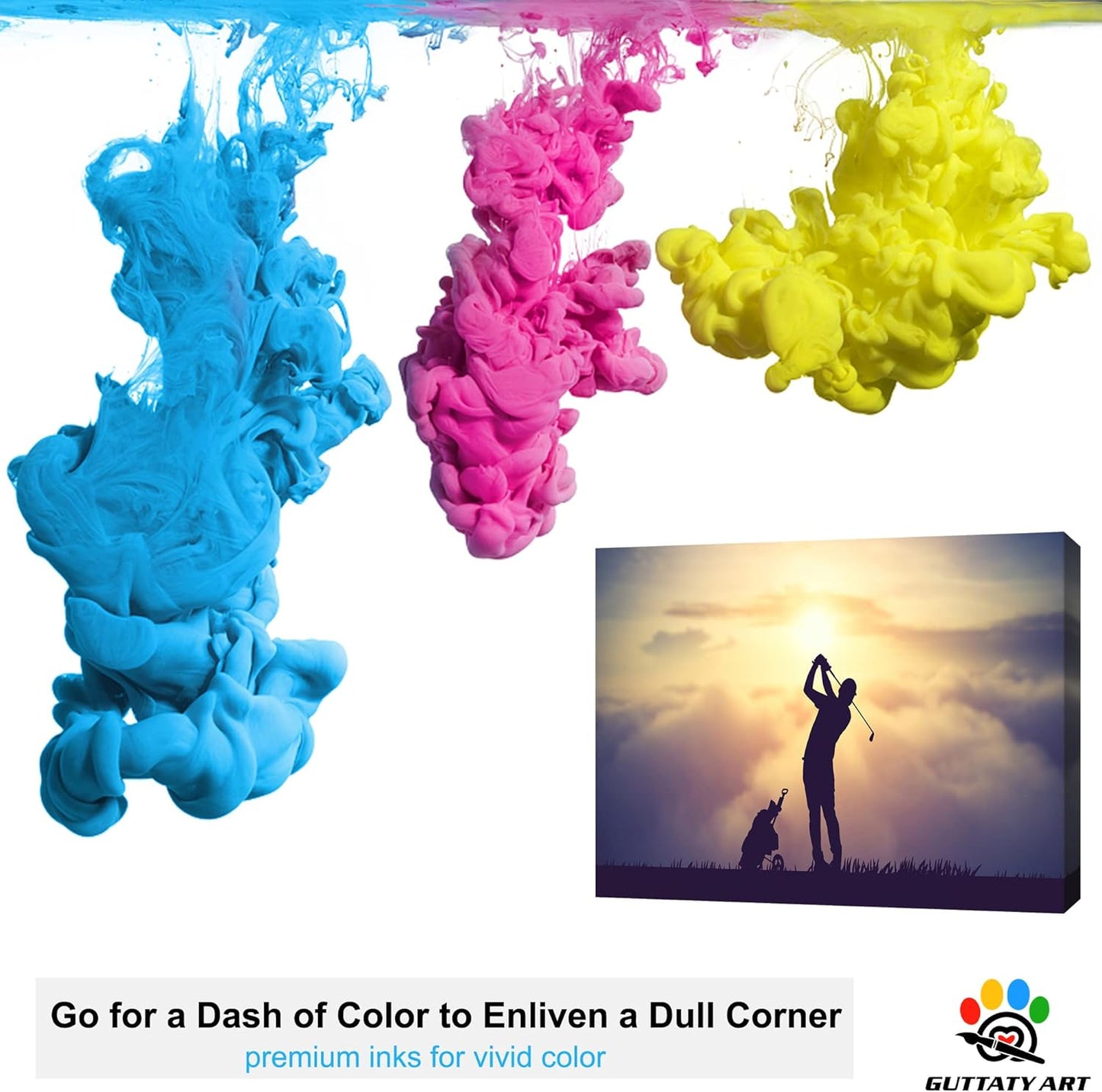 GUTTATY Golf Wall Art, Golf Pictures Posters Canvas Print Wall Decor for Golfer's Man Cave Home Ofice Ready to Hang (12x18 Inches)