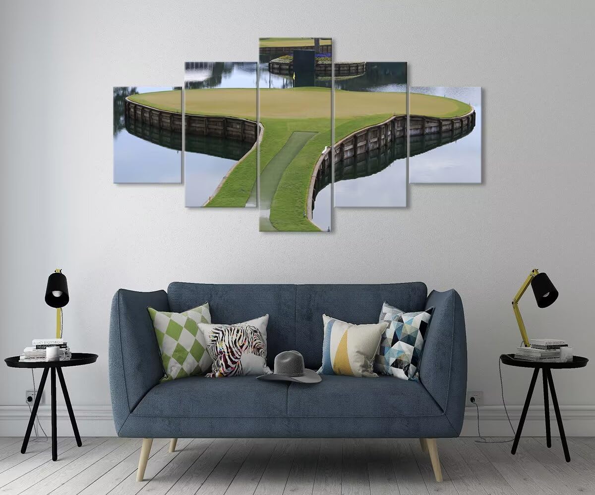 chenchenArt TPC Sawgrass Golf Course Wall Art Pictures USA Golf Course Wall Decor for Living Room Bedroom Bathroom Home Decorations Golf Artwork Canvas Pictures Framed Ready to Hang(60''W x 32''H)