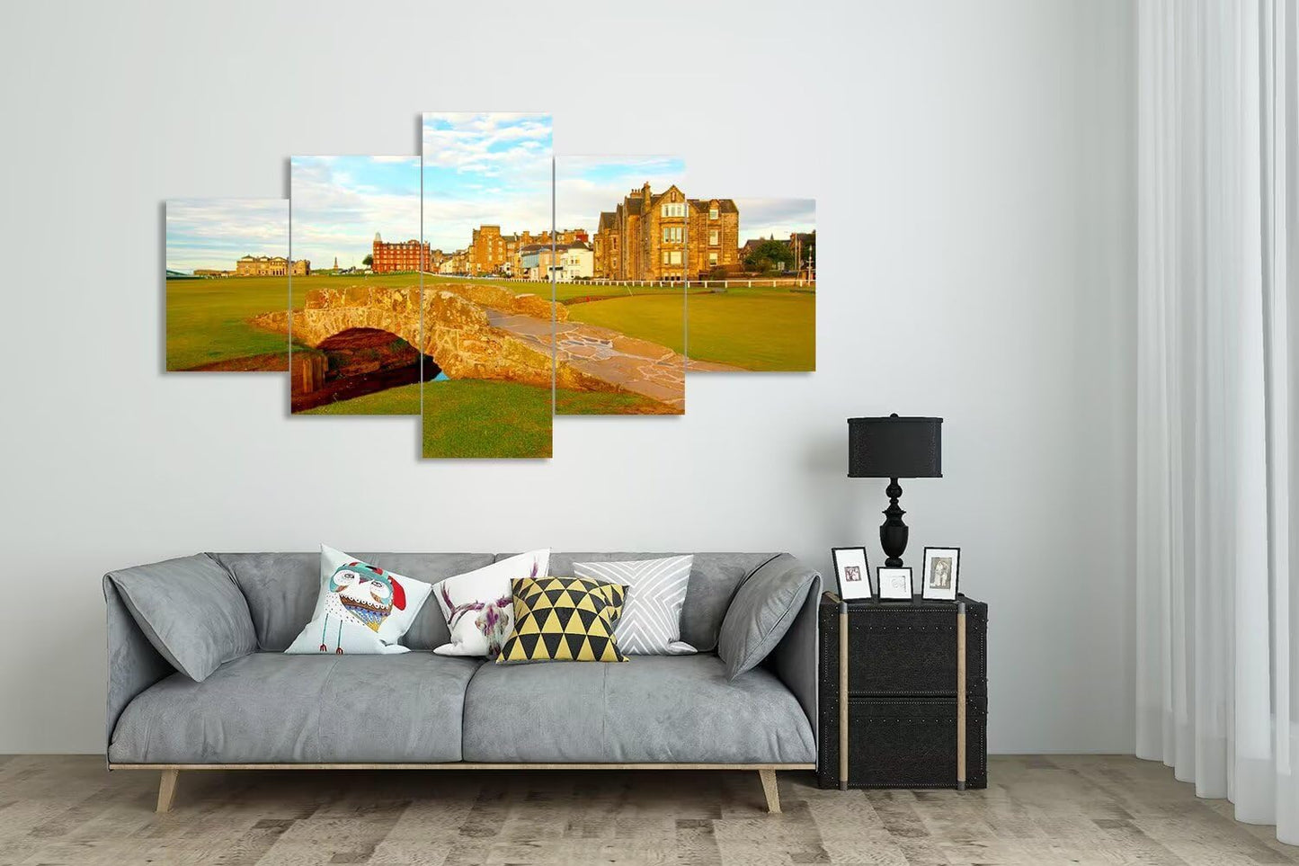 St Andrews Golf Course Wall Art for Living Room Bedroom Home Decorations St Andrews Swilcan Bridge Pictures Posters Framed Artwork Canvas Prints Ready to Hang(60''W x 40''H)