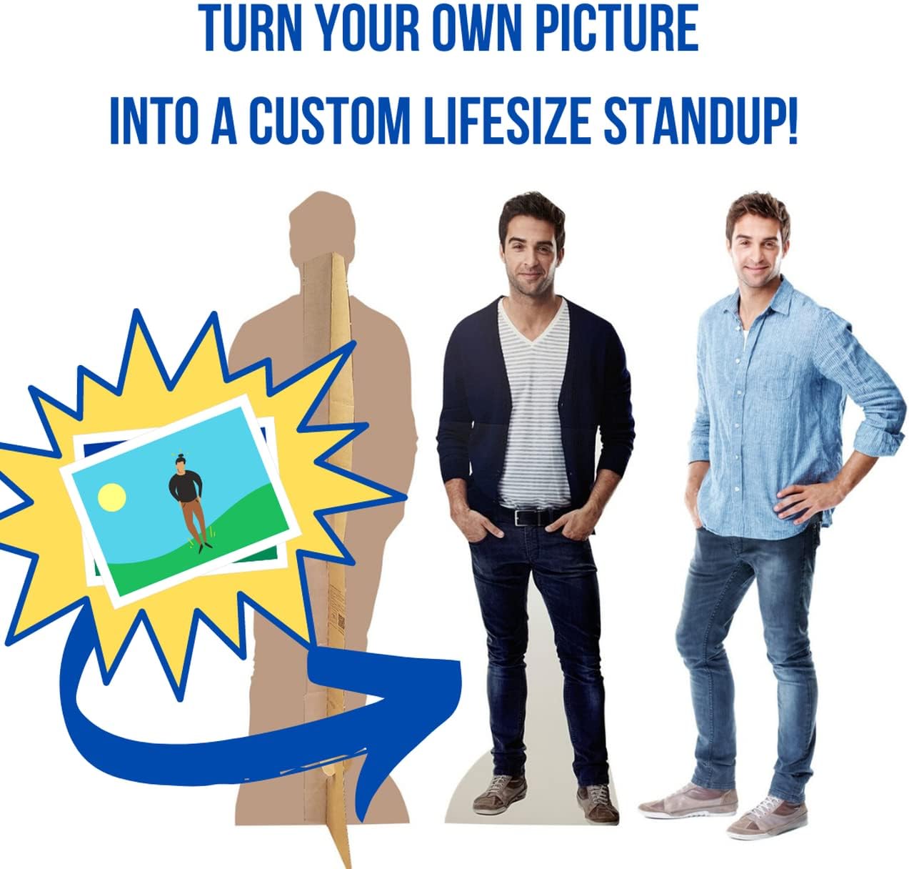 Custom Life Size Foamboard Cutout - Personalized High Resolution Stand Up Custom Cutout Upload Your Own Photo - Perfect for Wedding & Birthday, 1ft to 6ft (Foamboard)