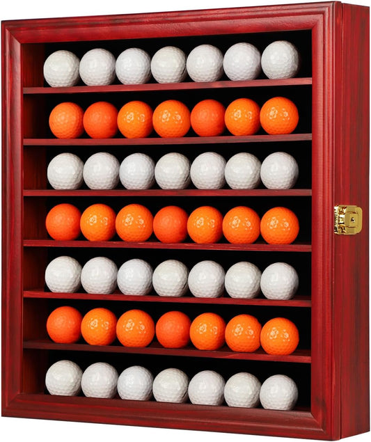 KCRasan Golf Ball Display Case - Wall Mounted Holder with Glass Door, Ideal Gift for Golf Enthusiasts