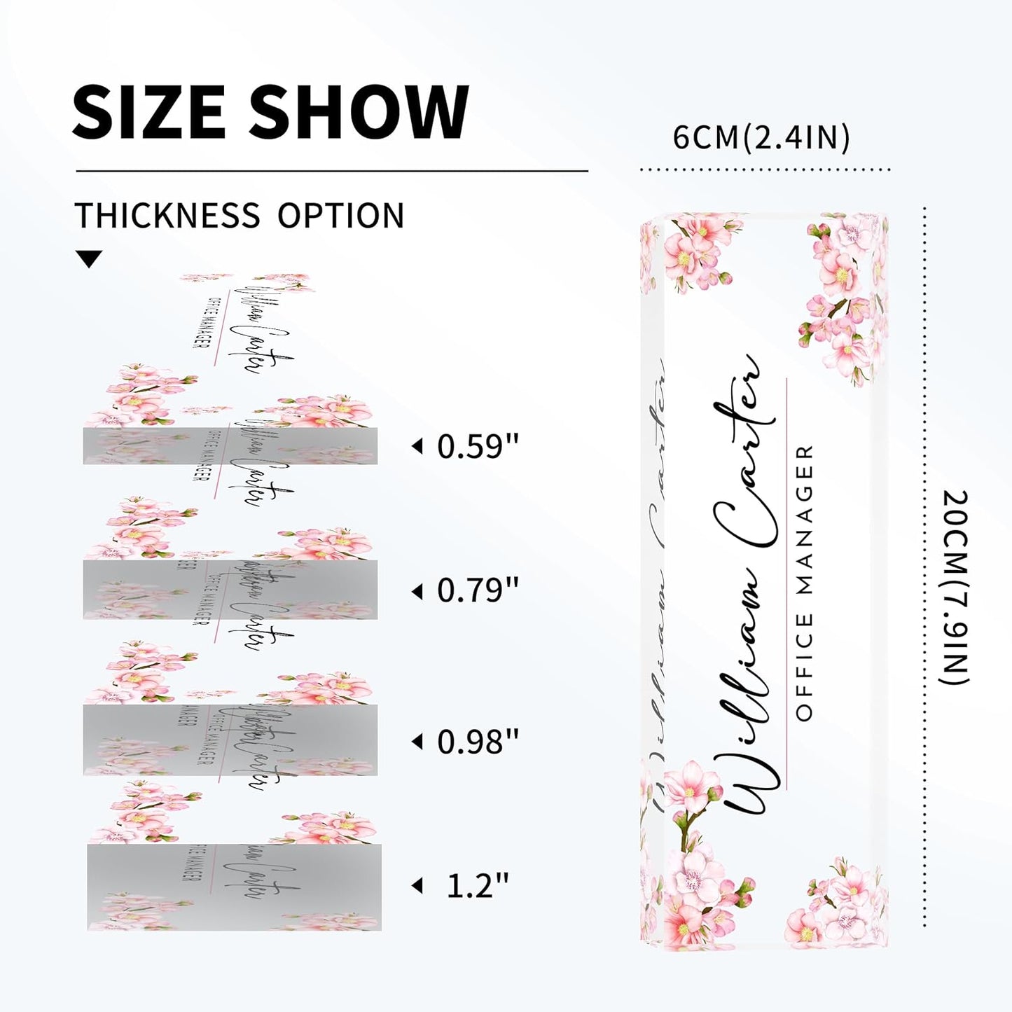 Personalized Name Plate for Desk Custom Acrylic Desk Name Plate Custom Employee Appreciation Gifts Office Gifts for Women, Men, Boss, Coworkers, Teacher, Nurse (Sakura A)