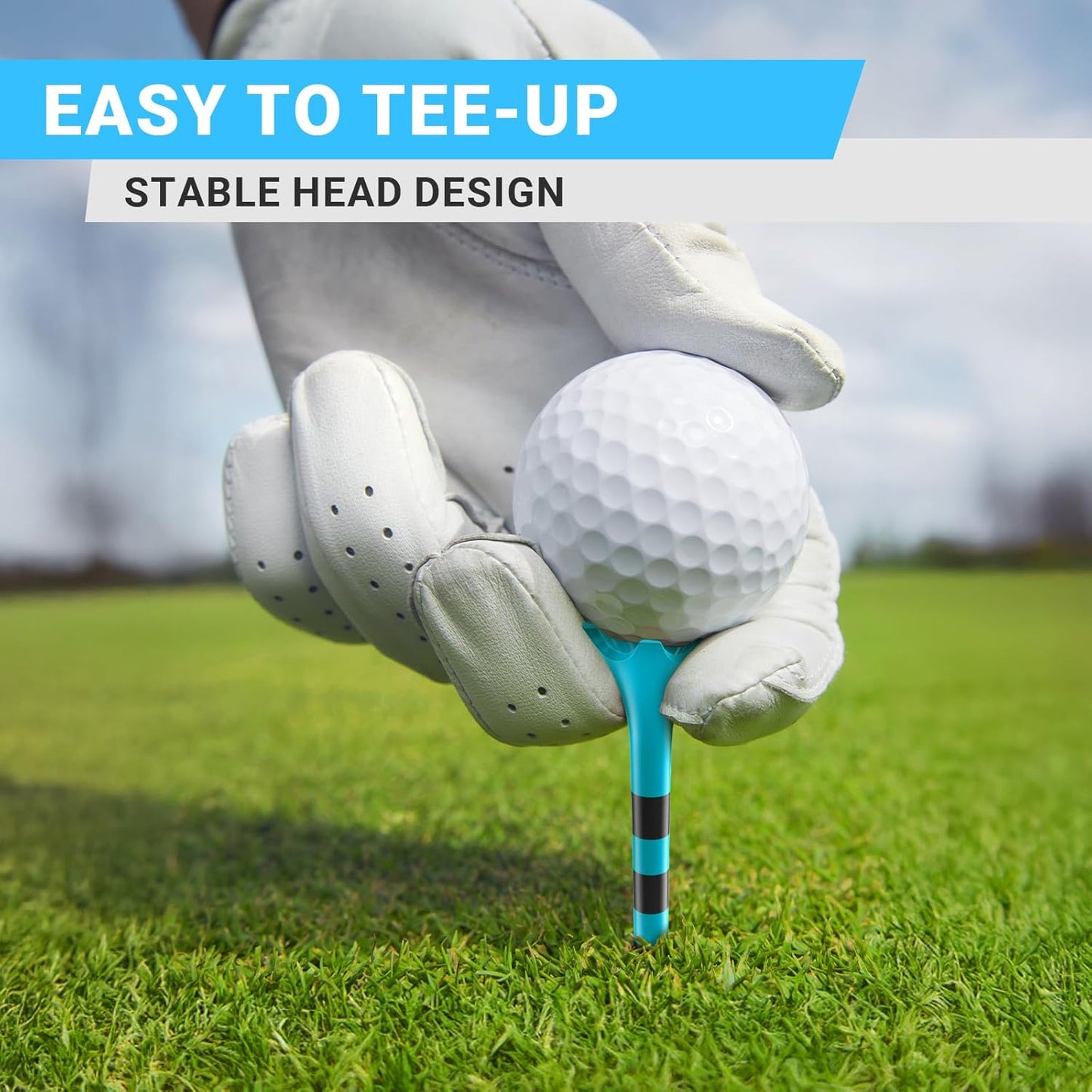 Professional Plastic Golf Tees 100 Pack (3-1/4" or 2-3/4"), Enhanced Durability & Stability, Engineered to Minimize Friction and Side Spin