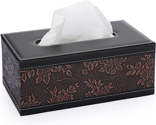 Sumnacon Tissue Box Cover Rectangule Leather Tissue Box with Magnetic Bottom,Stylish PU Tissue Box Holder for Bathroom Toilet Bedroom Living Room Desk Table Office Car