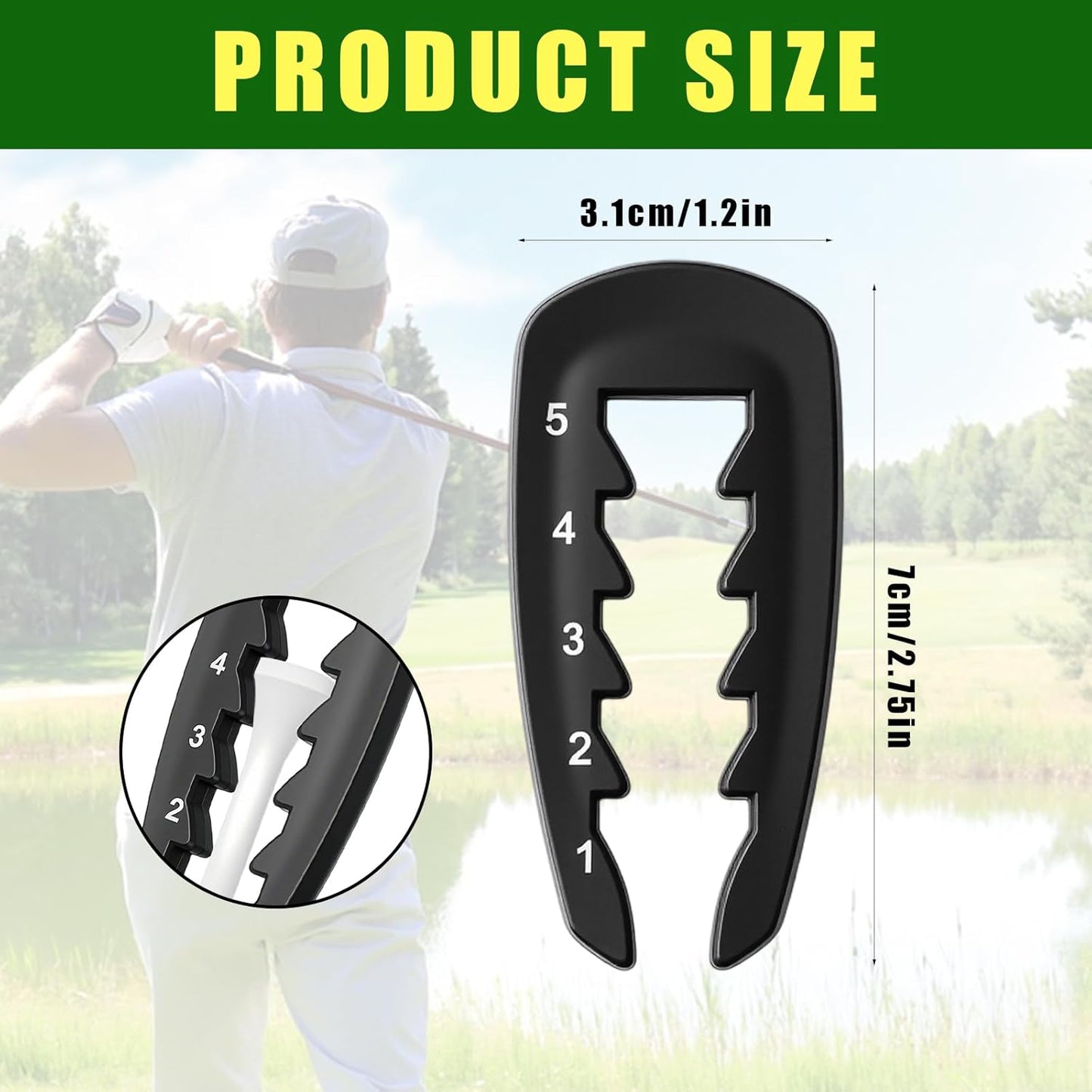 Golf Tee Height Tool, 1PCS Adjustable Golf Tee Height Tool, Height Adjuster for Outdoor Golf Training Aid, Measuring Device Lightweight Swing Training Aid for Consistent and Precise Shots