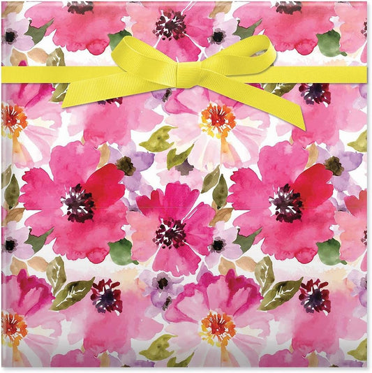 Current Perfect Pink Poppies Jumbo Rolled Gift Wrap (1 Giant Roll, 61 sq. ft.) Peek-Proof, For Birthdays, Graduations, Baby Showers and More