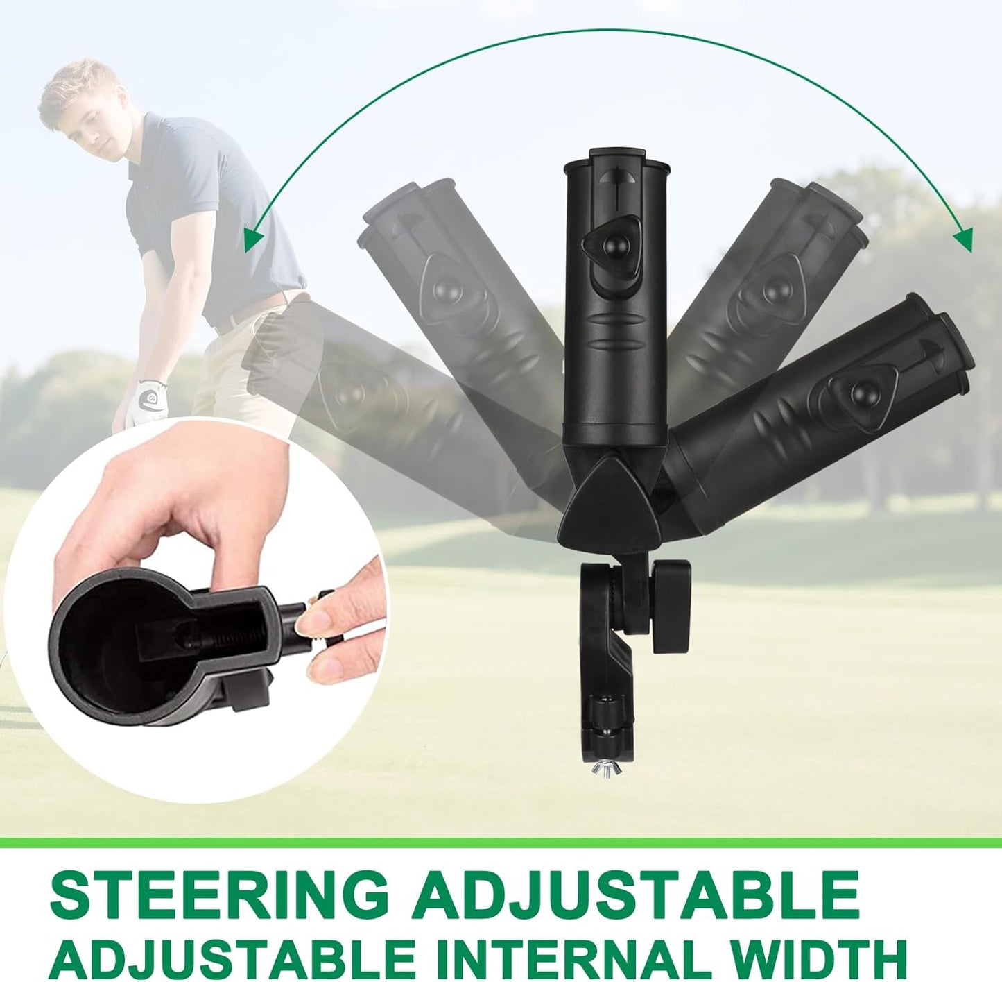 Golf Push Cart Umbrella Holder 180 Degrees Adjustable Golf Trolley Umbrella Holder, Universal Umbrella Stand Attachment for Golf Cart/Stroller/Wheelchair/Bike