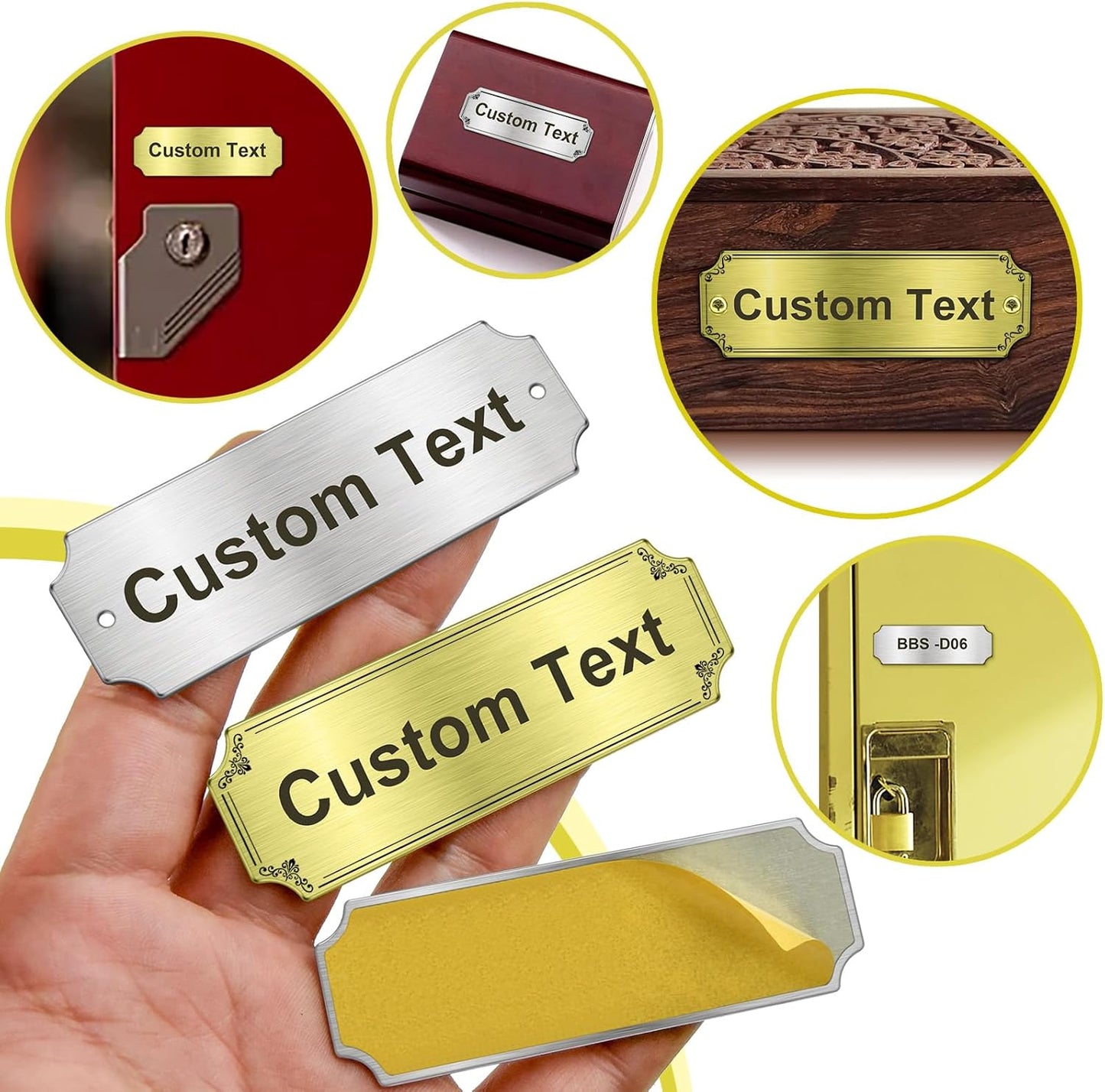 Stainless Steel Personalized Name Plate - Custom Plaque, Name Tag, Badge, Label, Sign - Metal Nameplates for Trophy, Award, Memorial, Graduation Plaque (Holed)