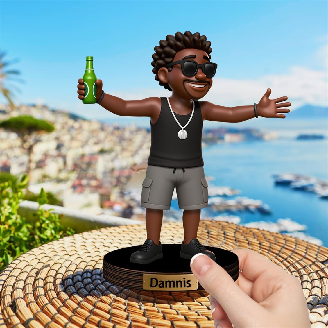 Personalized Family Photo Cartoon Desktop Decor Custom 2D Birthday Portrait Figurine Plaque with Name Picture Acrylic Sculpture Desk Sign Ornament for Men Women Family Couple Christmas Birthday,04