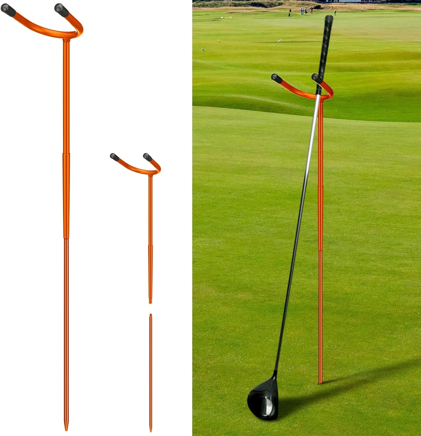 U Shaped Golf Club Holder Detachable Golf Club Stand Made of Stainless Steel Keeps Your Clubs Clean, Dry and Visible, Soft Rubber Covered Metal Golf Club Stand Easy to Carry