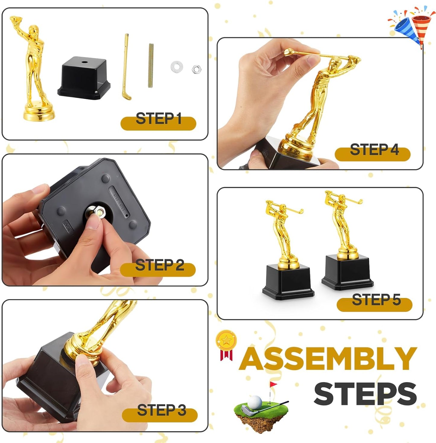 Tandefio Golf Trophy 6.7 x 3 Inch Gold Golfer Award Trophy Bulk Plastic Golfing Trophy Cup for Adults Reward Party Prop Golf Tournaments Competitions