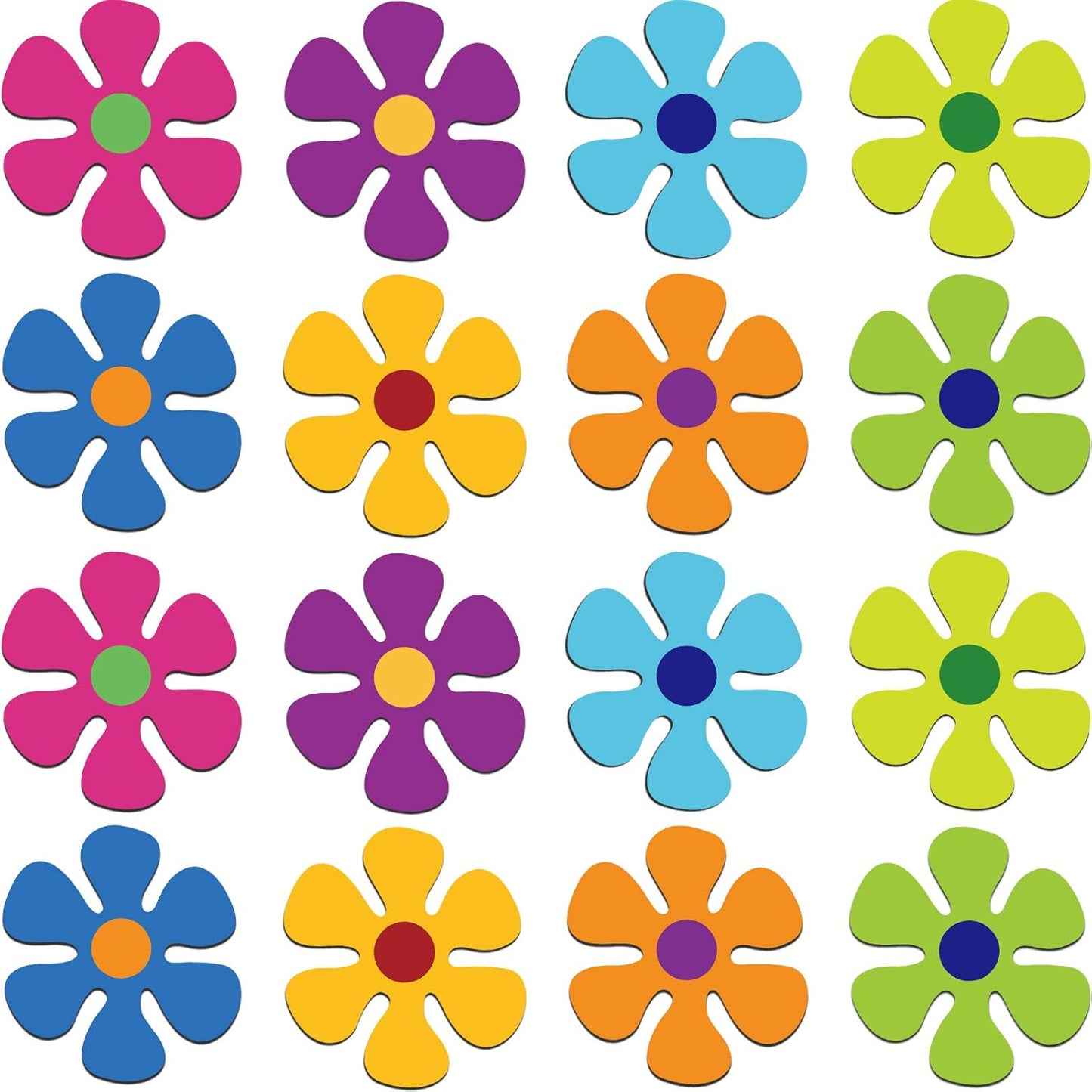 Outus Car Flower Magnet Funny Magnetic Decals Decorations Cute Fridge Magnets 60s Flower Cutout Magnet for Car Home Door Refrigerator (16 Pieces,3.9 x 3.9 Inch)