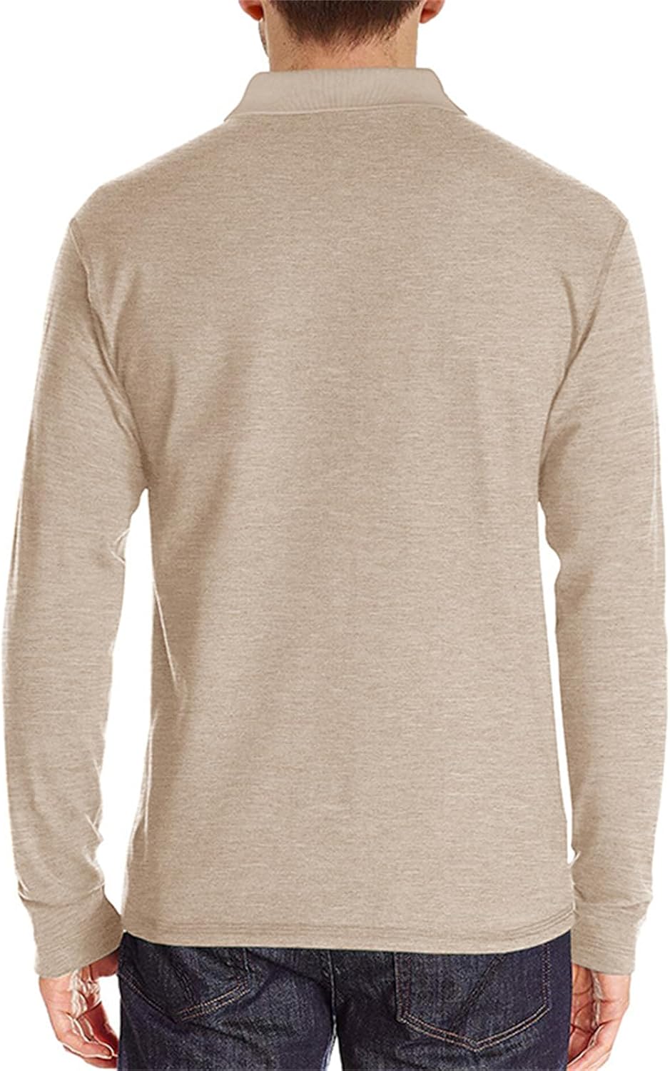 Mens Long Sleeve Polo Shirts Casual Moisture Wicking Golf Polo Shirts with Pocket