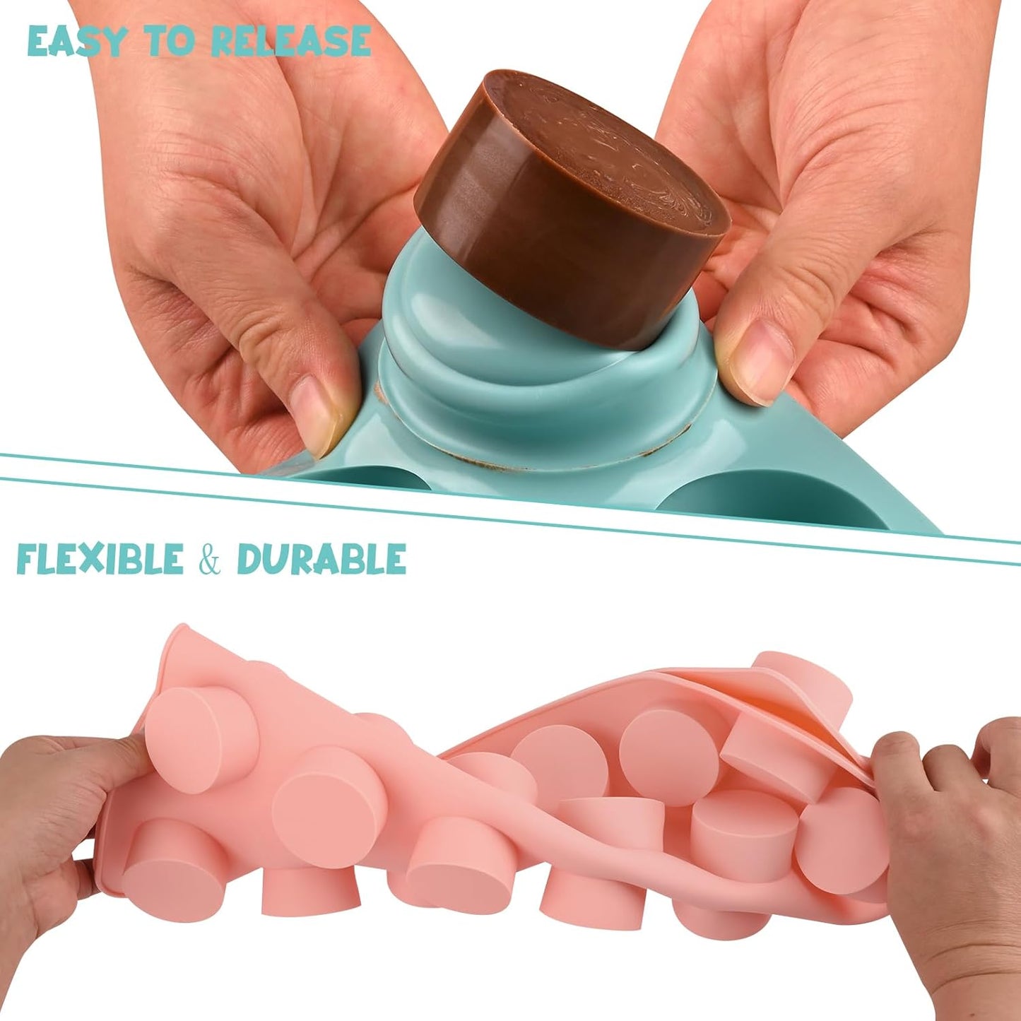 Actvty Cake Puck Mold Set, Chocolate Covered Cake Silicone Molds, 24-Cavity Round Cake Pop Molds with 2 Spatulas for DIY Cake Cores, Cakepucks, Chocolate Desserts