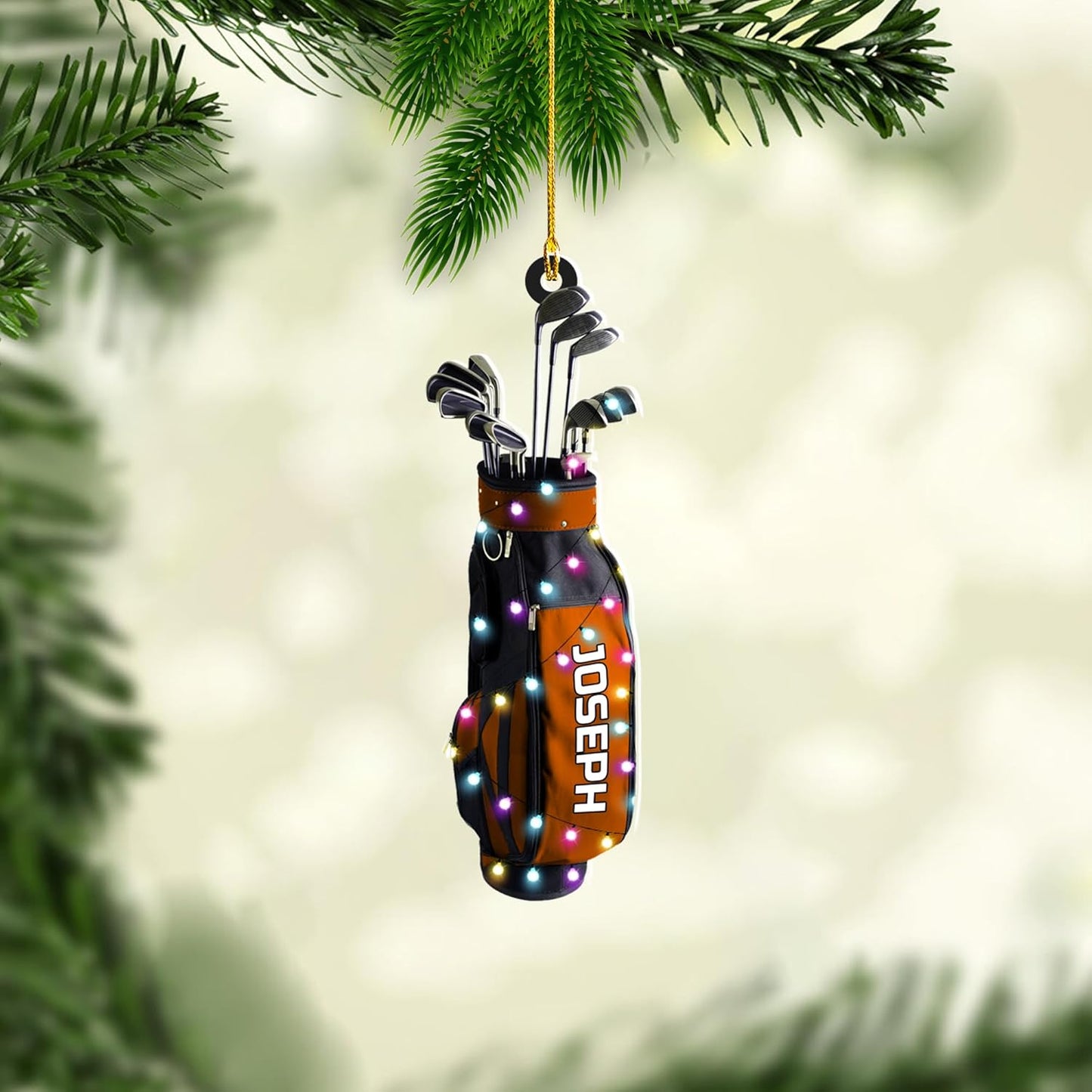 Personalized Golf Ornaments for Christmas Tree 2025 Custom Golf Christmas Ornament Golfing Bag Ornament Sports Golf Cart Ornaments Gift for Golfer Bag Golfing Lovers Hanging Decoration (G14)