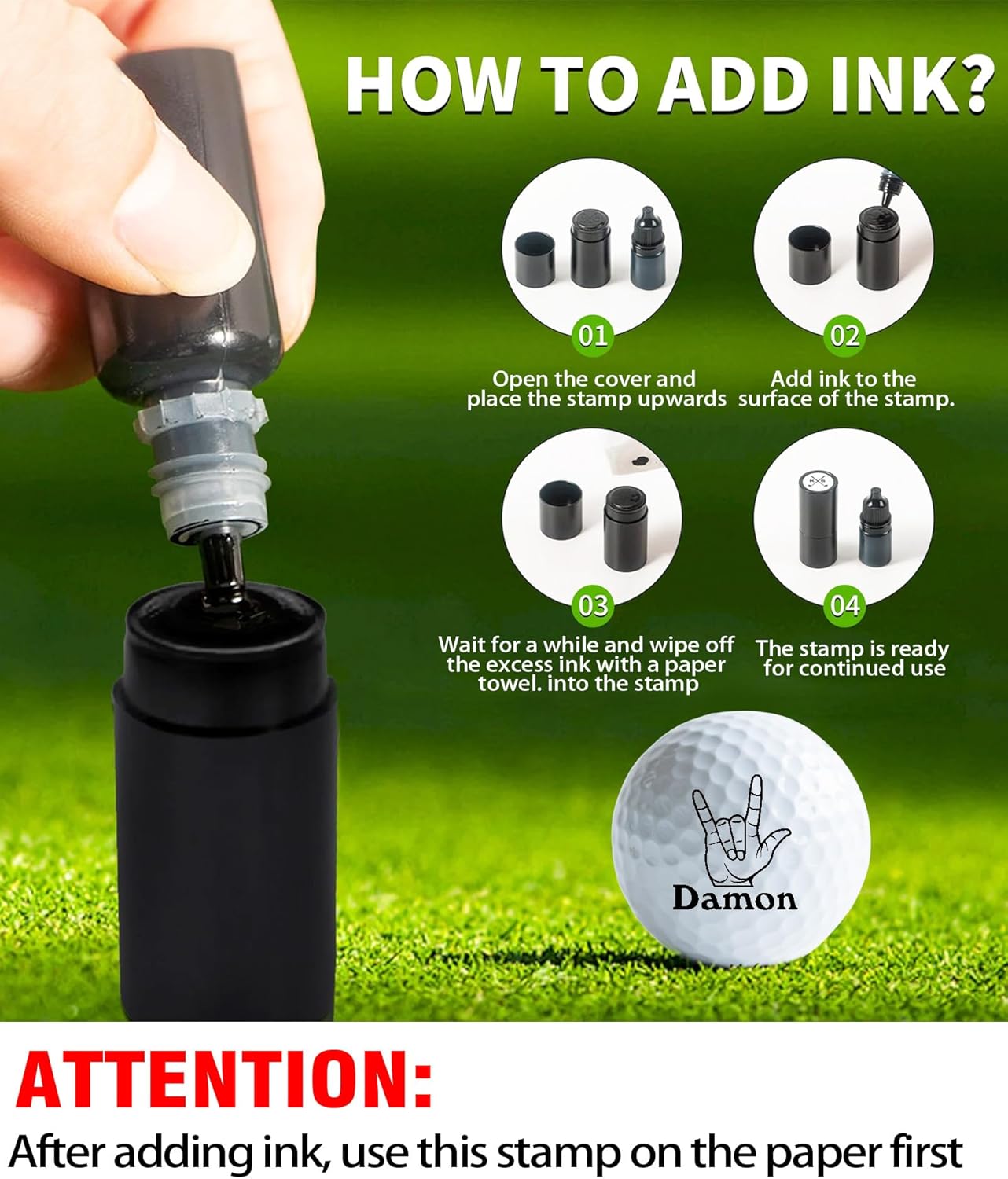 Custom Golf Ball Stamp, Personalized Golf Ball Marker Stamp with Waterproof Ink, Customized Name Stamp with Your Logo, Initial, Name, Golf Ball Stamper, Gifts for Men Dad Husband Business (Design-06)