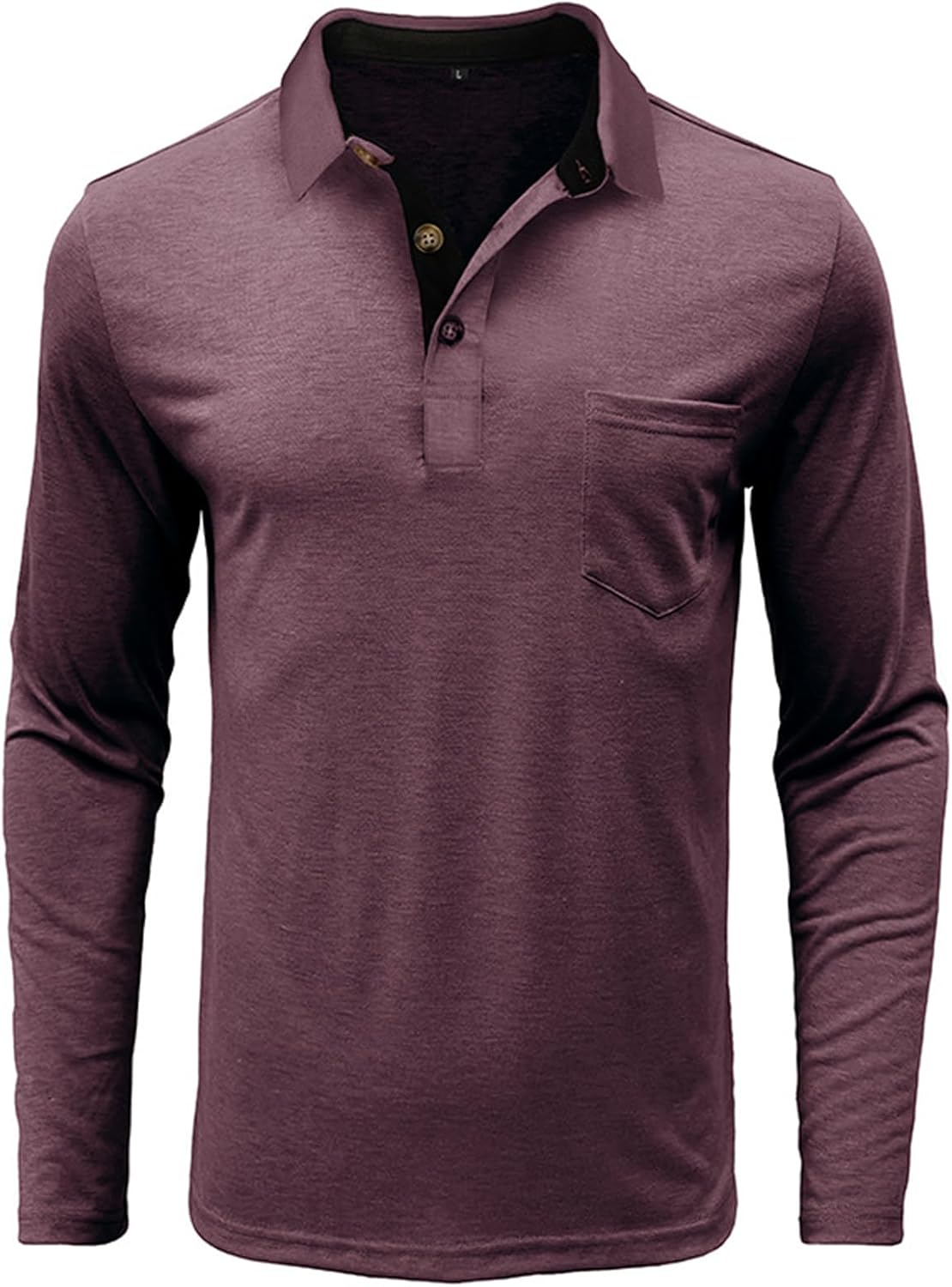 Mens Long Sleeve Polo Shirts Casual Moisture Wicking Golf Polo Shirts with Pocket