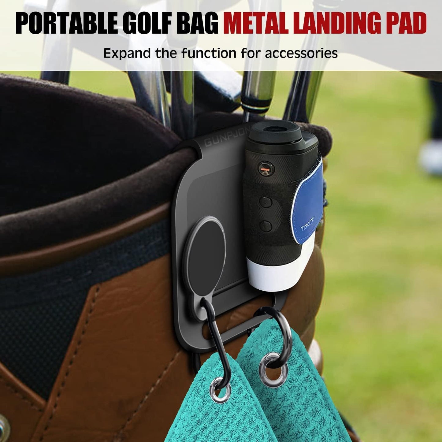 3Pcs Golf Magnetic Landing Pad, Magnetic Golf Towels, Magnetic Rangefinder Strap, Magnetic Golf Bag Accessories for Men or Women, Golf Gifts for Golfing-Essential