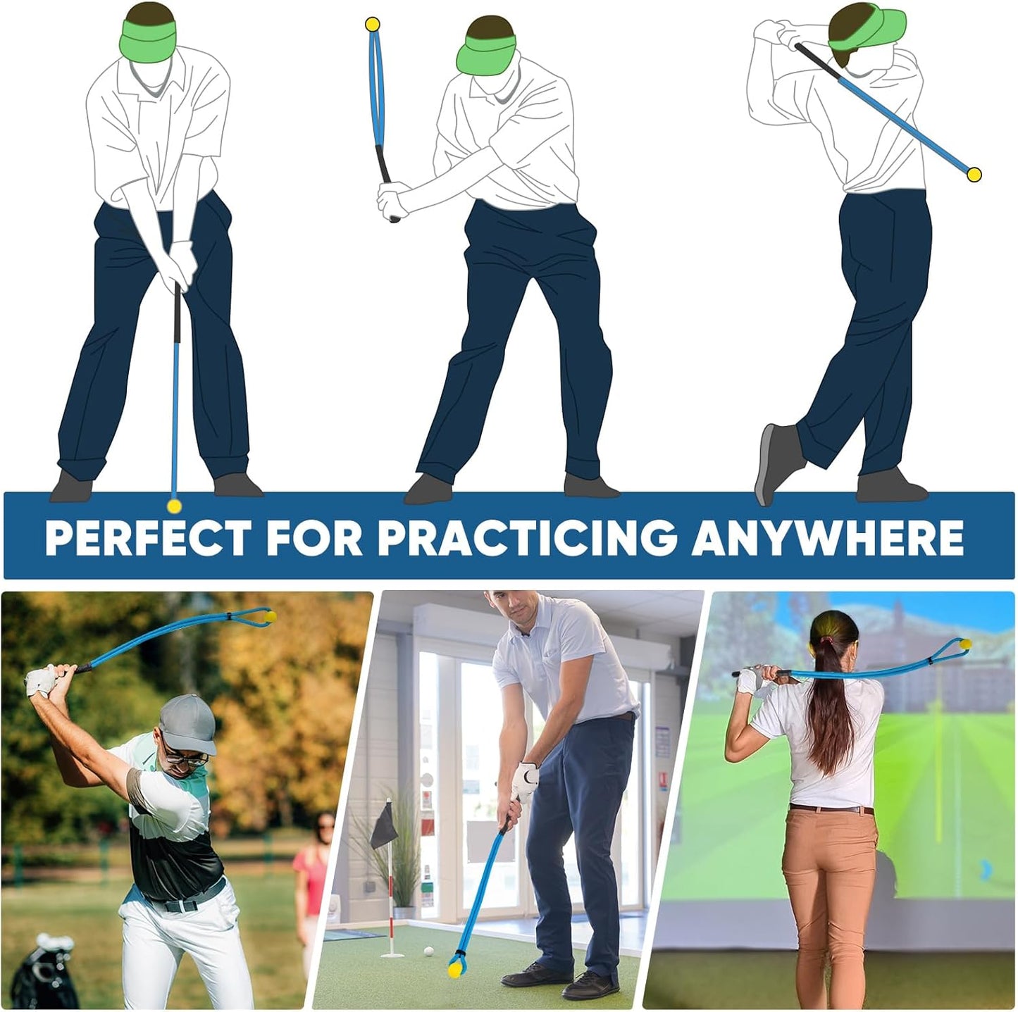 Golf Rope Swing Trainer Professional Golf Swing Rope Training Aid Improved Golfers Swing Speed, Rhythm, Flexibility and Strength Golf Training Aid for Men Women Gift