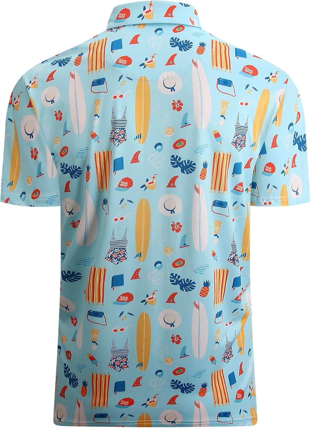 Alex Vando Mens Hawaiian Golf Shirt Moisture Wicking Digital Print Golf Shirts for Men