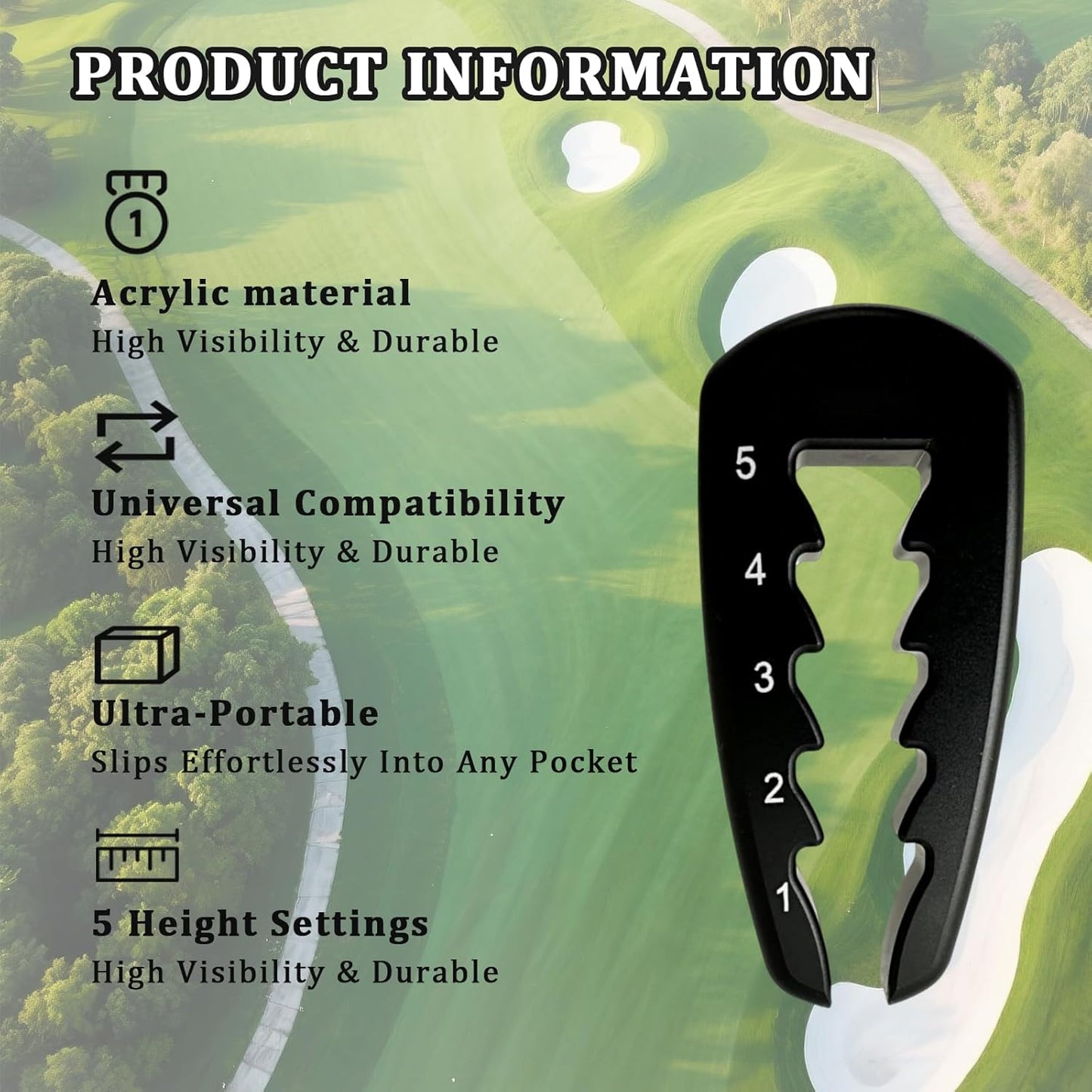 Golf Tee Height Adjuster - Premium Tee Height Setter Elevator Tool Height Measuring Device for Consistent Drives, Durable Golf Tee Height Tool for Practice and Play