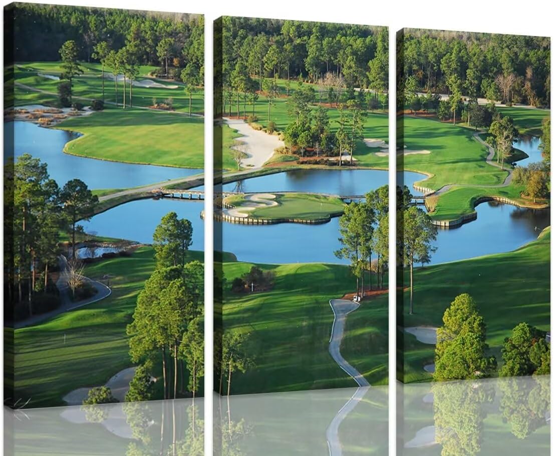 King's North Golf Course Wall Art for Living Room Bedroom Home Decorations Myrtle Beach National Golf Club Pictures Posters Canvas Prints Modern Artwork Framed Ready to Hang(14''W x 28''H x3)
