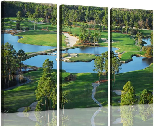 King's North Golf Course Wall Art for Living Room Bedroom Home Decorations Myrtle Beach National Golf Club Pictures Posters Canvas Prints Modern Artwork Framed Ready to Hang(14''W x 28''H x3)