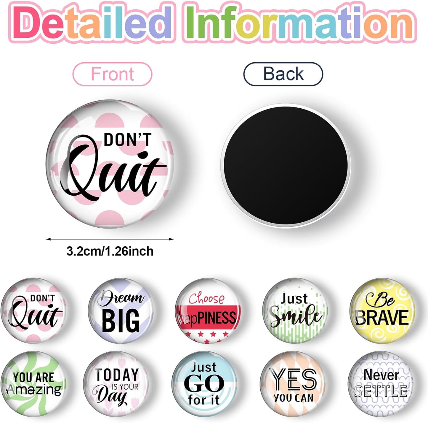 Weewooday 10 Pcs Inspirational Magnets for Refrigerator Fridge Decor Accessories Motivational Glass Quote Fun Magnet for Cabinet Kitchen Whiteboard Office (Encouragement Pattern)