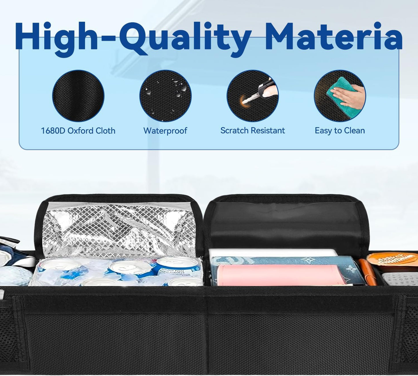 Golf Cart Front Storage Basket Tray - No-Drilling Installation, Cooling Compartment - Compatible with EZGO, Club Car, Kandi Golf Cart Organizer