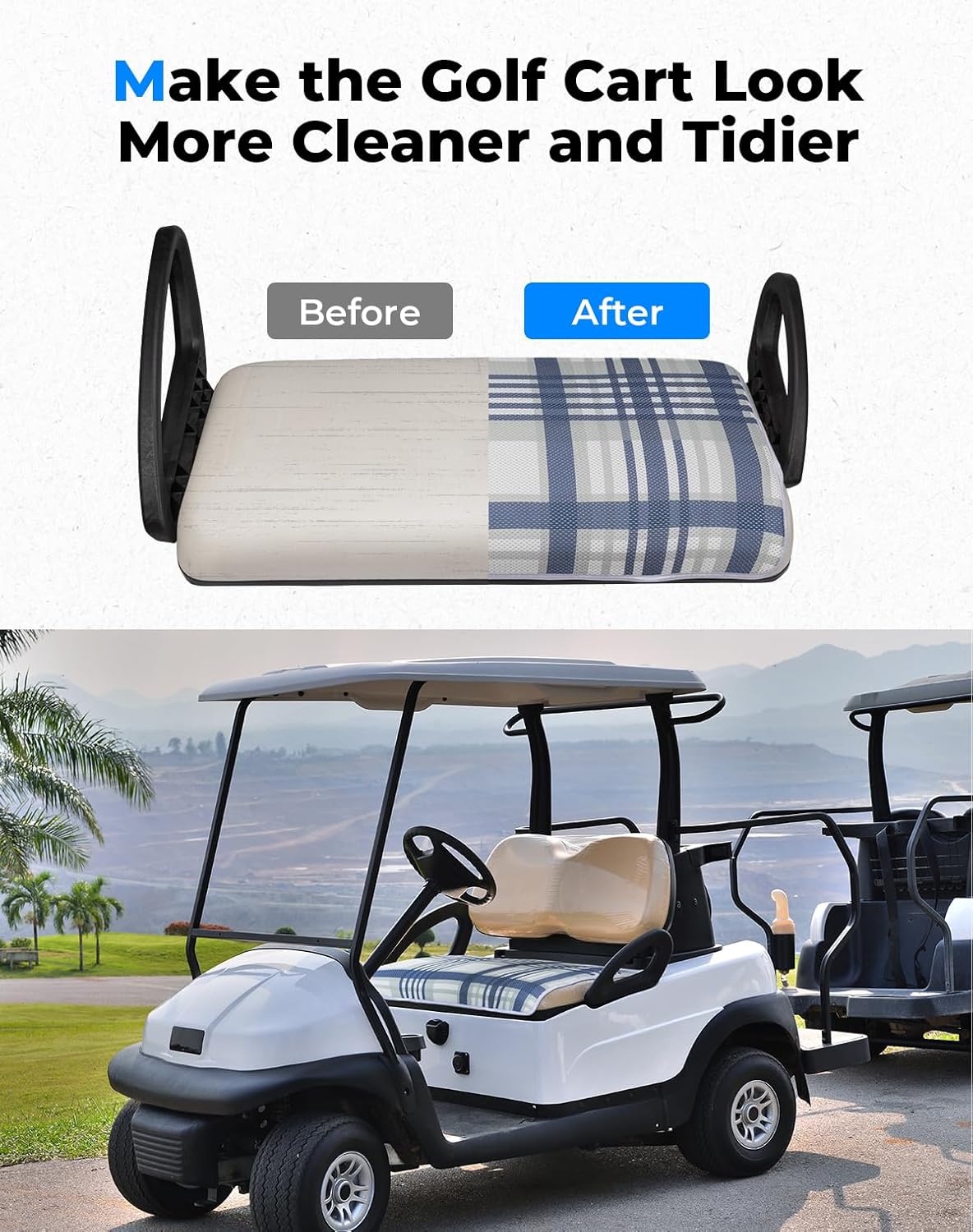 KEMIMOTO Universal Golf Cart Seat Towel Blanket Covers for All Weather, Compatible with EZGO, Club Car and More 2-Seat Golf Carts