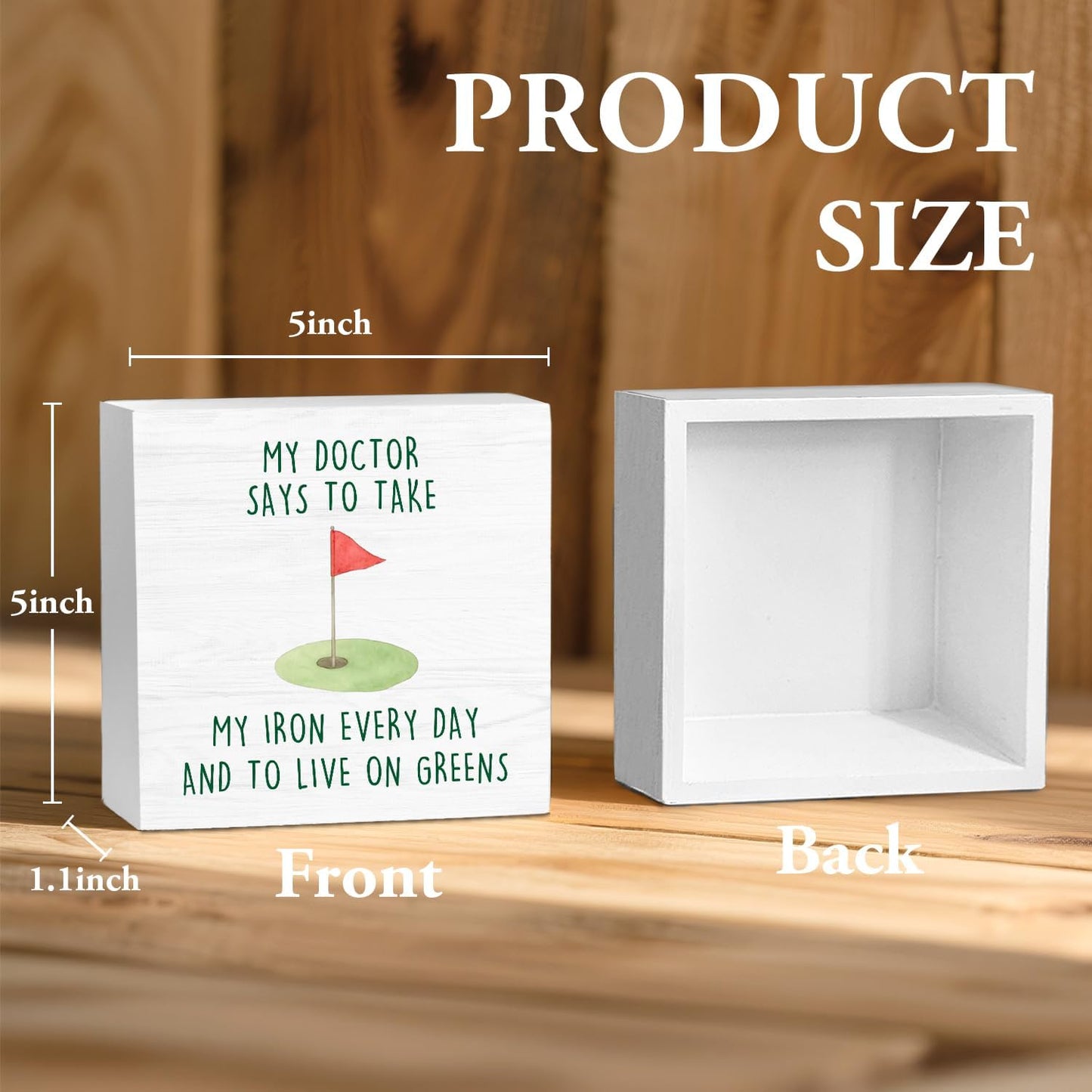 Funny Golf Court Wooden Box Sign Desk Decor, Gifts for Golf Lovers, Golfer Golfing Gifts Wood Block Sign Decorations for Home Bedroom Office Wall Tabletop Shelf Decor, 5x5 Inch