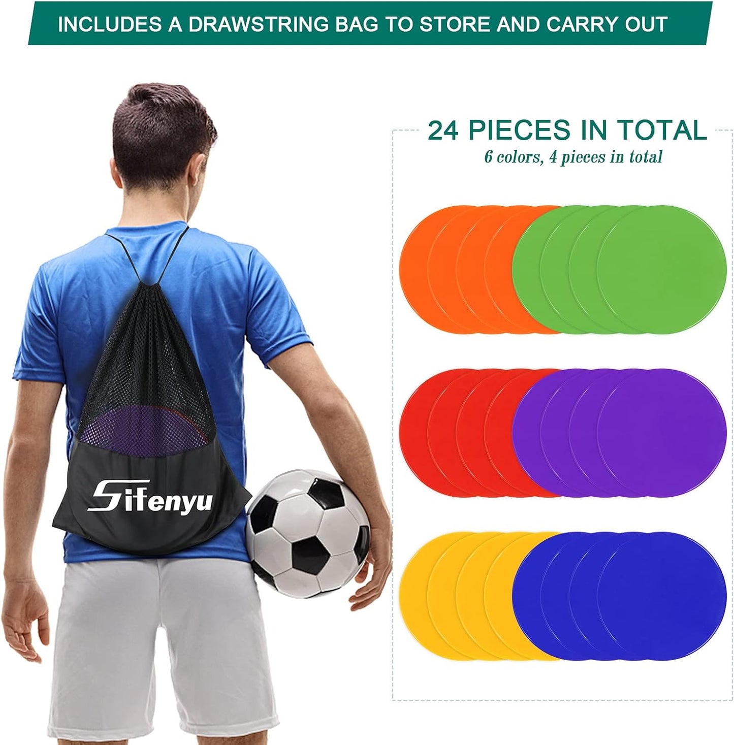 9 Inch Poly Spot Markers for Gym Floor Poly Spots, 12/18/24/36 Pcs Round Non-Slip Rubber Floor Dots Agility Markers Flat Cones for Sports Soccer PE Training, Dance, Classroom Activities