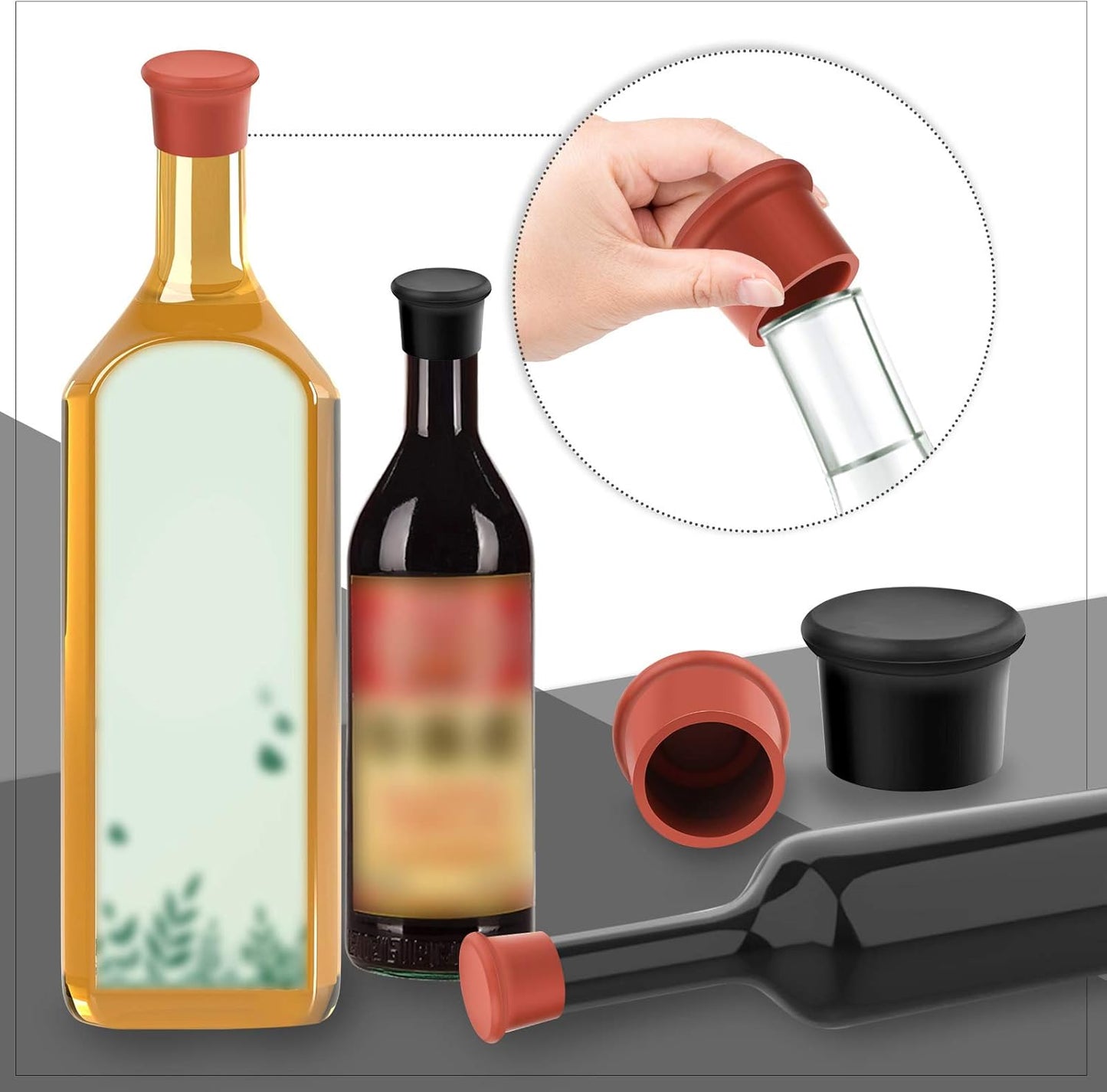 26Pcs Wine Glass Charms Tags with Bottle Stopper, Silicone Wine Glass Drink Markers for Bar Party Martinis Cocktail Champagne Stem Glasses