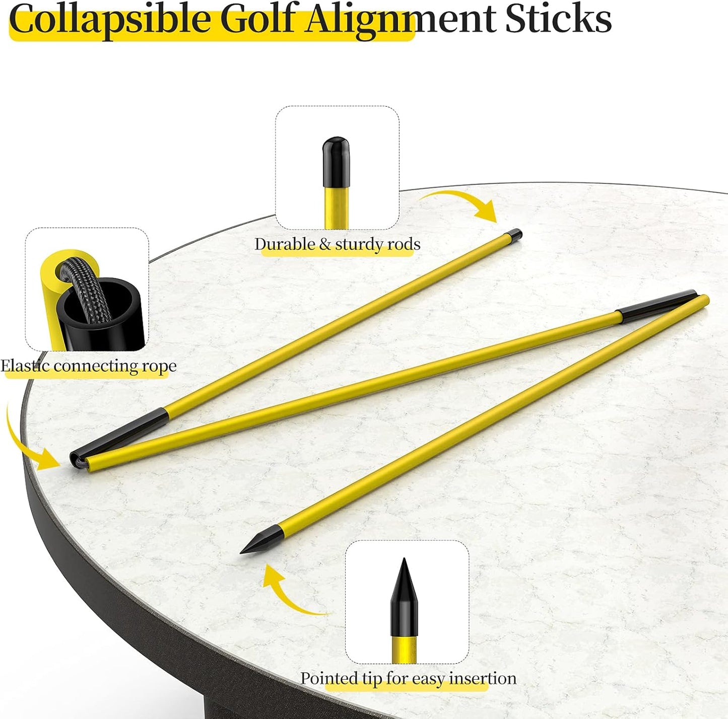 MoKo Golf Alignment Stick, 2 Set Golf Alignment Rods, 48" Collapsible Alignment Stick Golf Training Aid for Aiming, Putting, Posture Corrector, Golf Practice Sticks with Clear Tube Case