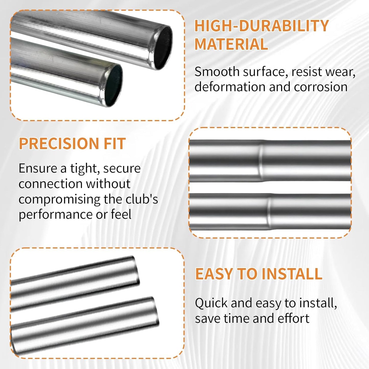 5 Pcs Golf Club Extensions Steel Shaft 0.60" Golf Shaft Extension Golf Club Shaft Extensions Putter Extension kit for Iron and Wood Golf Clubs Length Adjustment