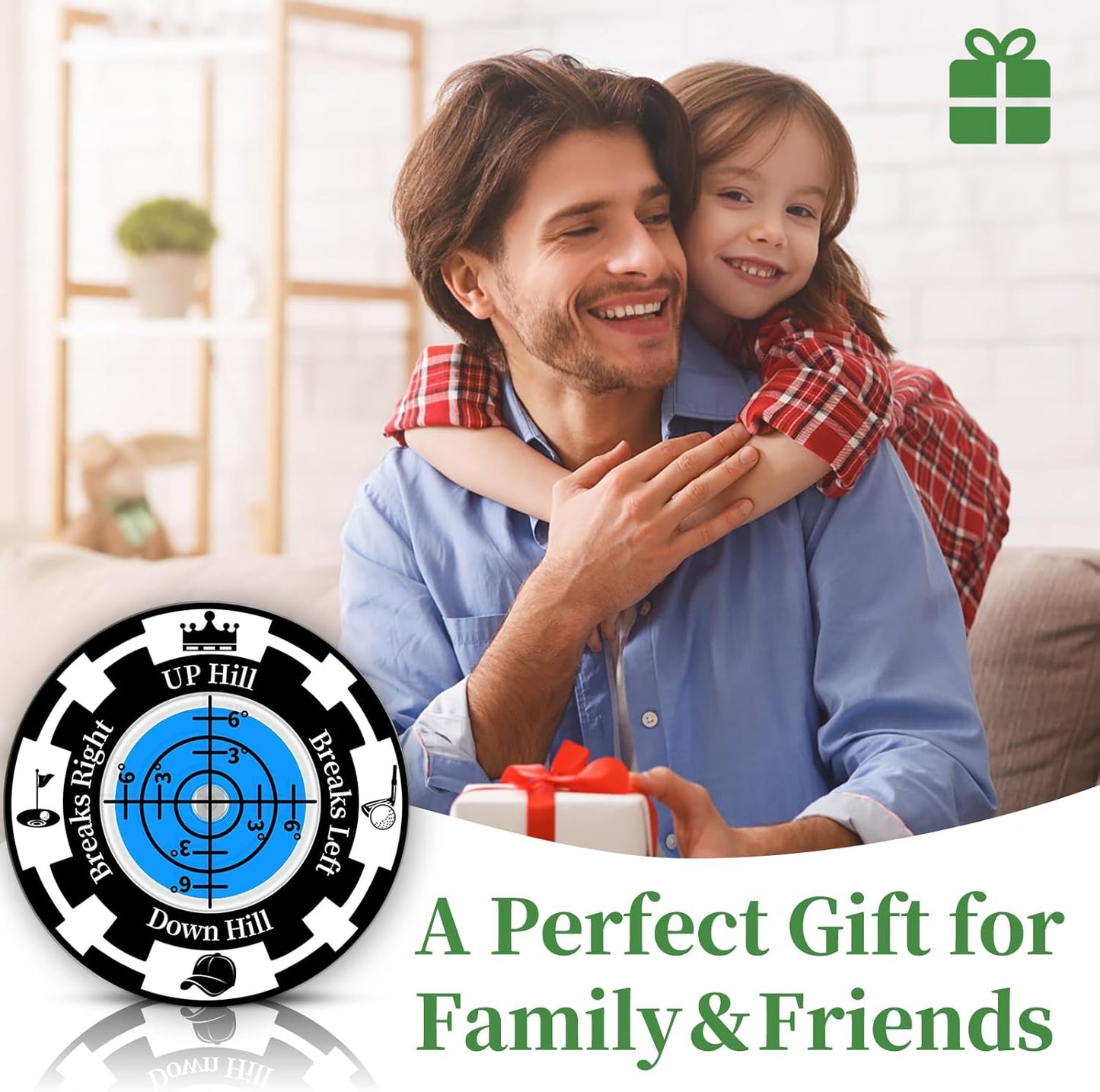 Golf Green Reader, 2 Pack Golf Ball Marker Hat Clip with High Precision Horizontal Bubble, Putting Training Aid Golf Accessories Tool Gift for Men Women