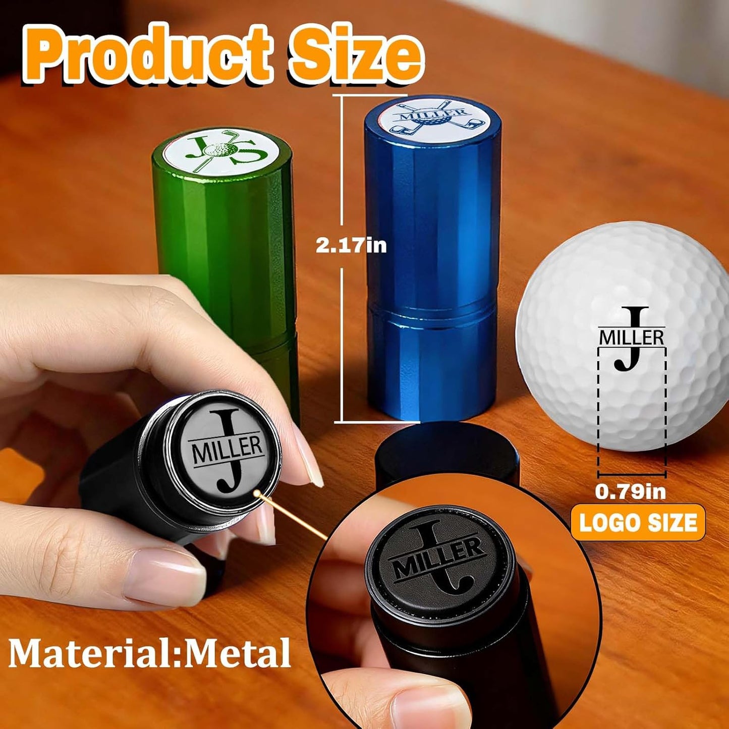 Lihome Golf Ball Stamp Personalized - Durable Waterproof Reusable Ink Stamper, Custom Golf Gift for Men, Dad, Retirement, Father's Day, Birthday & Christmas