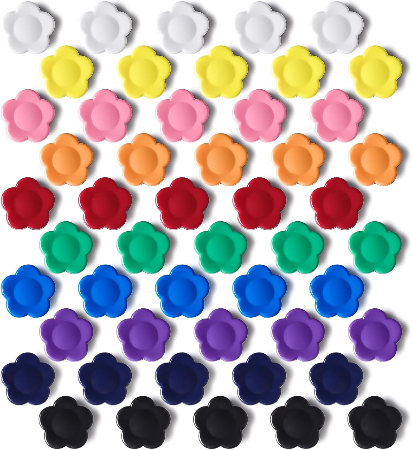 Fridge Magnets - 50 Pack Heavy Duty Refrigerator Magnets - Small Strong Magnets for Whiteboard, Lockers, Crafts, Kitchen, Office & Classroom - Decorative Cute Mini Sunflower Magnet (10 Colors)