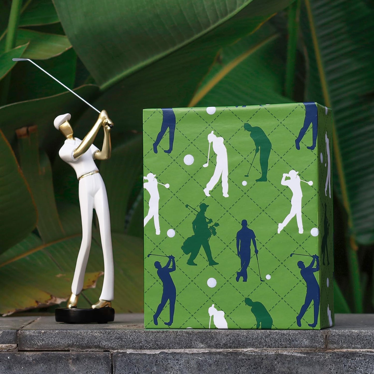 LaRibbons Golf Reversible Wrapping Paper Mini Roll, Green Golf and Plaid Design, Perfect for Men, Sports Party, Birthday, Father's Day, Team Celebration, 17" x 33' (46.7 sq. ft)