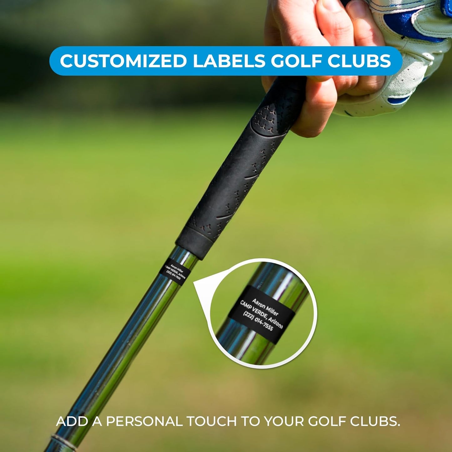 EGD Custom Golf Club Name Stickers | Personalized Waterproof Vinyl Labels for Golf Accessories | Customizable Tags for Golf Bag, Clubs & More | 3 Colors & Multiple Pack Sizes