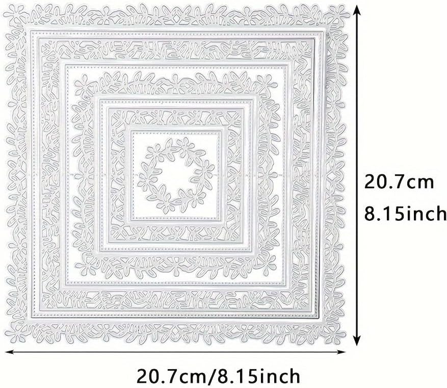 Lapoo Flowers Metal Cutting Die for Scrapbooking - Durable, Cut Stencils for DIY Scrapbook Photo Album Decorative Paper Card, Card Making Supplies (Multiple Large Lace Square Frames 8.1 x 8.1 in)