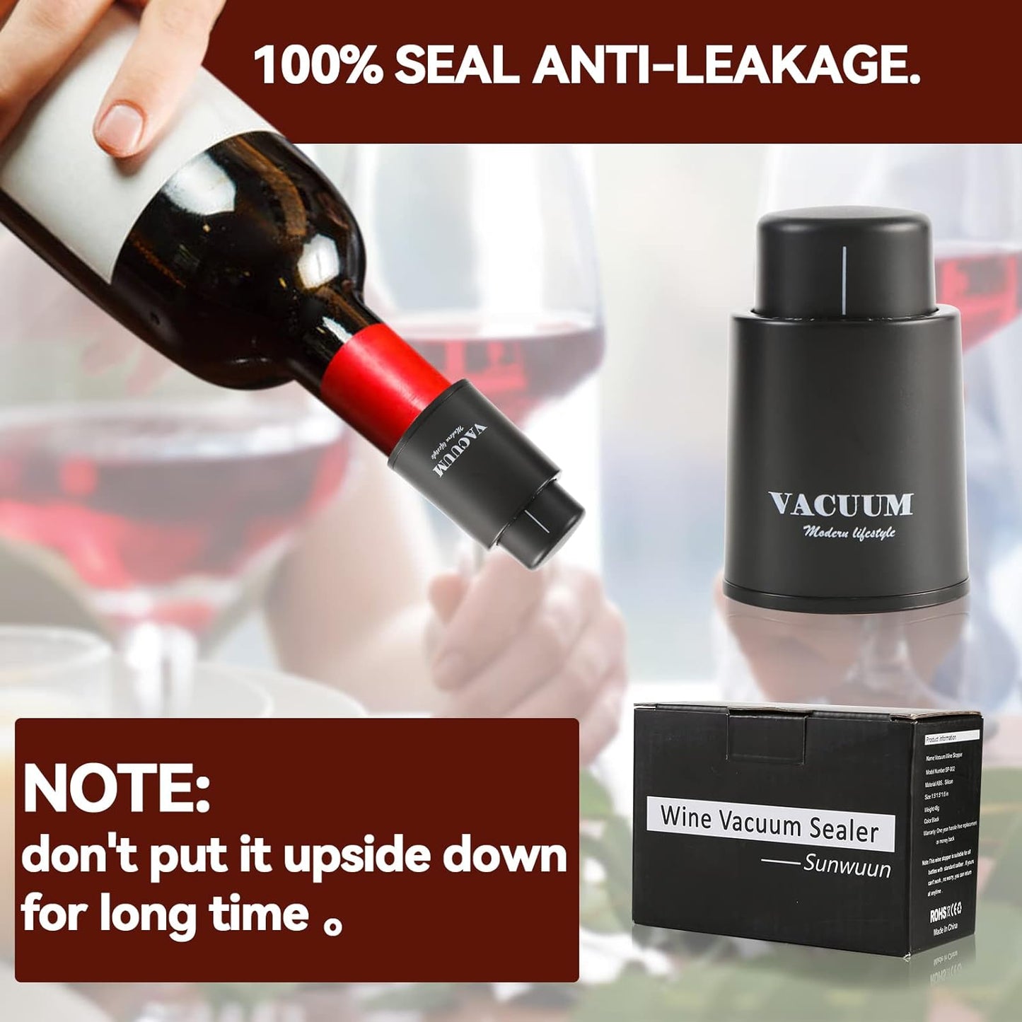 1 PACK Wine Bottle Stoppers,Real Vacuum Champagne Stoppers,Reusable Wine Preserver,Wine Corks Keep Fresh,Best Gifts for Wine Lovers for Christmas Gifts