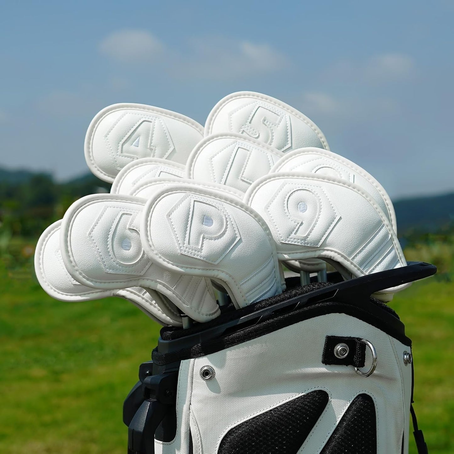 Magnetic Golf Iron Covers Set 10 Pcs Golf Iron Headcovers PU Leather Easy Off/On Protective Cover