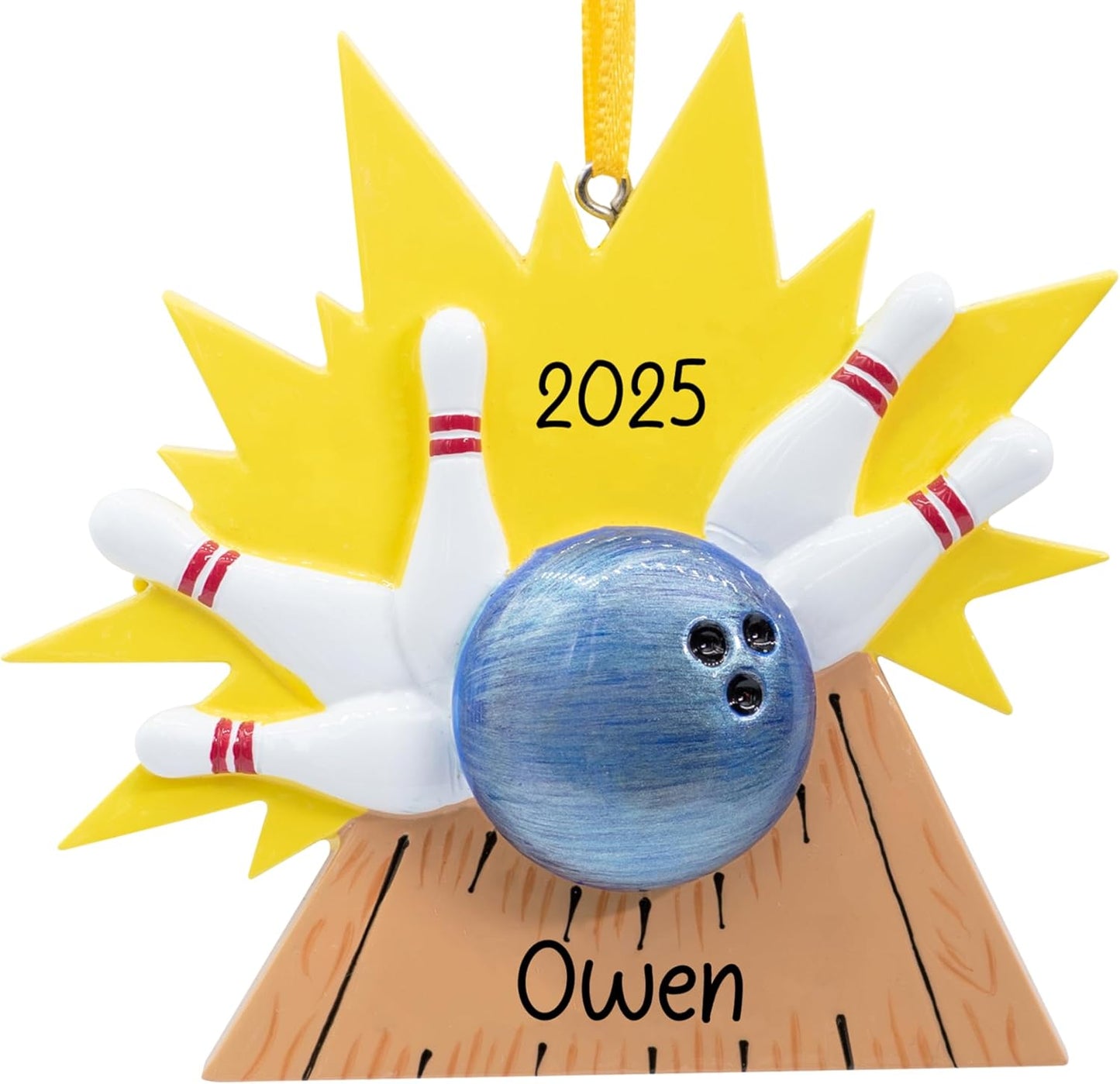 Personalized Bowling Christmas Ornament 2025 for Bowlers - Free Customization | Strike Knock Down Pins, Bowling Ball and Pins for Xmas Tree | Unique Keepsake - Custom Name & Year