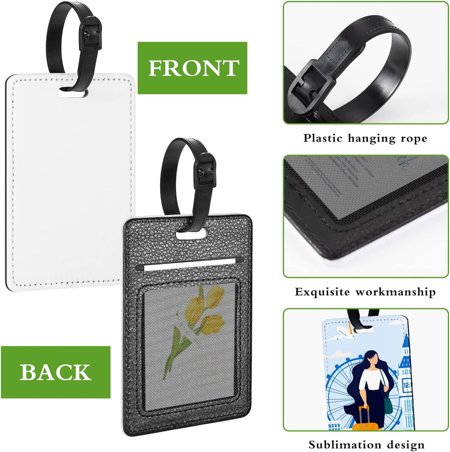 30 Packs Personalized Leather Luggage Tags for Suitcase, Custom Golf Bag Tag Travel Labels Name Identifiers with Strap for Women Men Customized Your Own Text Photo Logo