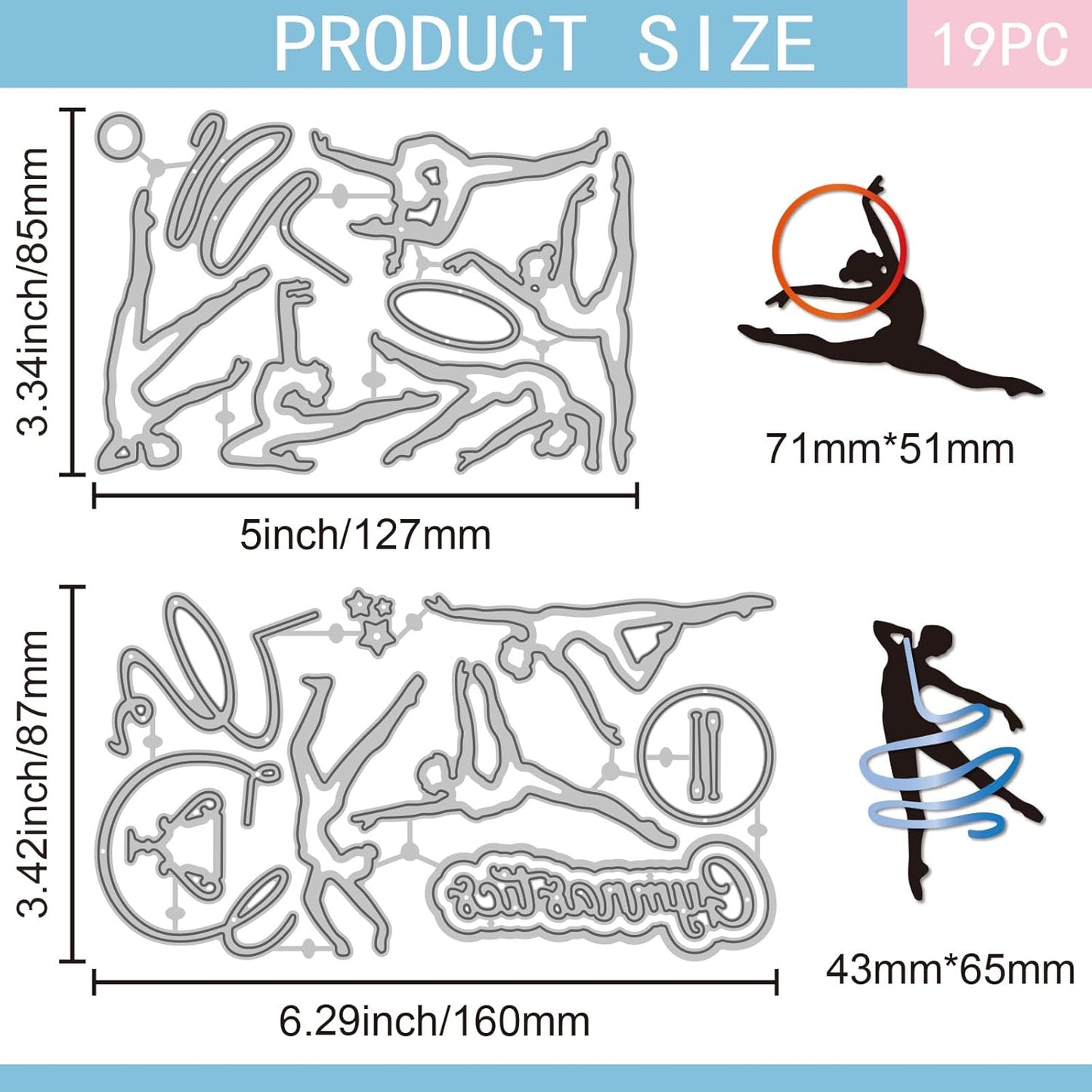 GLOBLELAND Gymnasts Lady Cutting Dies Woman Silhouette Metal Die Cuts Sports Cutting Embossing Templates for Scrapbooking Crafts Paper Cards Making