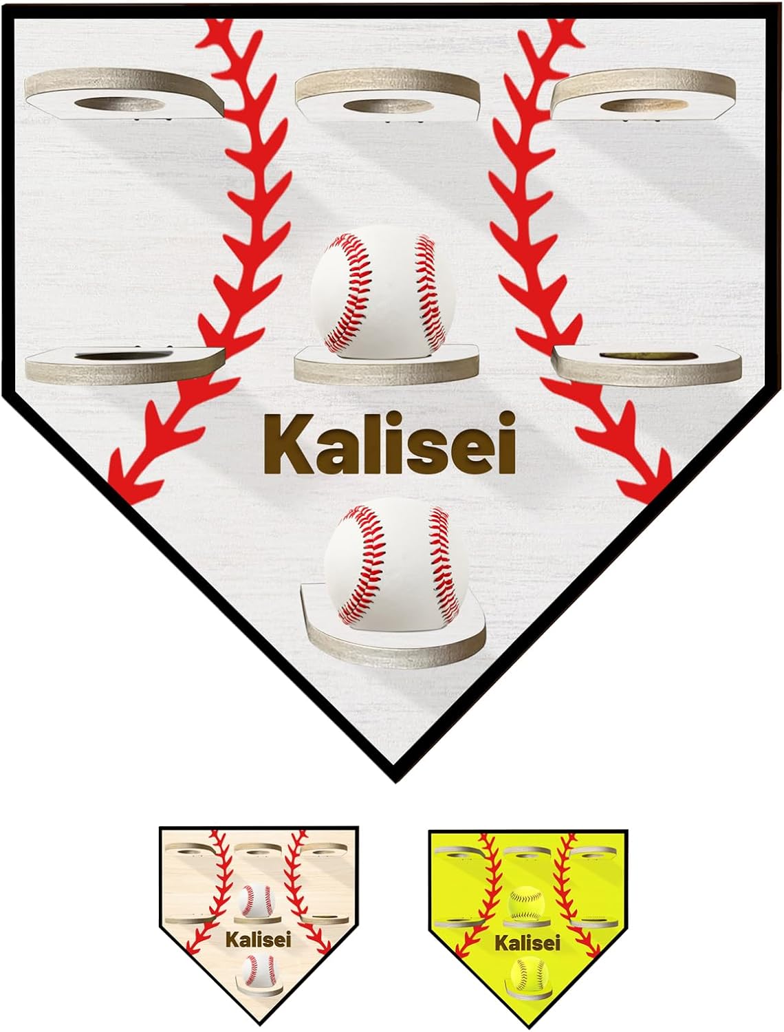 Personalized Name Baseball Display Case Wood Softball Storage Stand Baseball Holders for Men Husband Dad's Collection Memorabilia Baseball Display Case Softball Ball Wall Rack Hanger