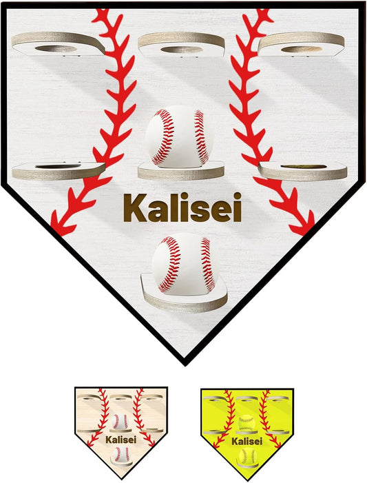 Personalized Name Baseball Display Case Wood Softball Storage Stand Baseball Holders for Men Husband Dad's Collection Memorabilia Baseball Display Case Softball Ball Wall Rack Hanger